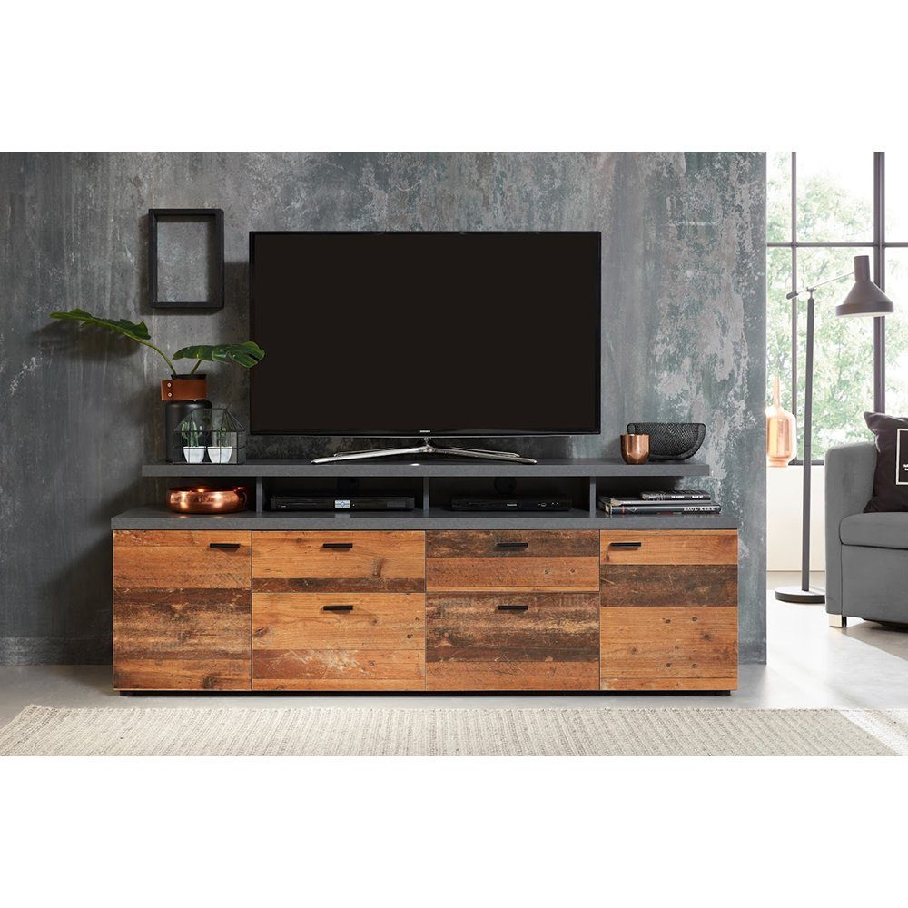 trendteam Media-Board, TV-Lowboard Sideboard Mediaschrank Fernsehschrank Braun 180x66x47cm