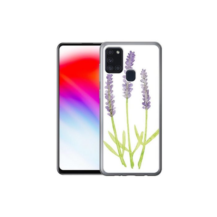 MuchoWow Handyhülle Lavendel - Aquarell - Pflanzen Handyhülle Samsung Galaxy A21s Smartphone-Bumper Print Handy