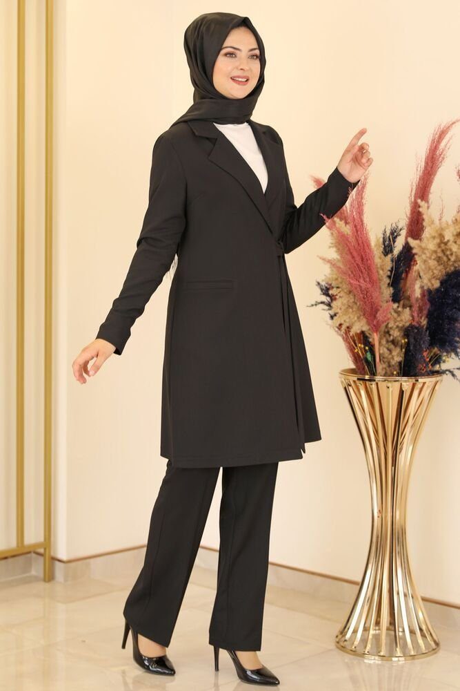 Modavitrini Hosenanzug Damen Zweiteiler – Langarm Long-Sakko mit Hose – Modest Fashion