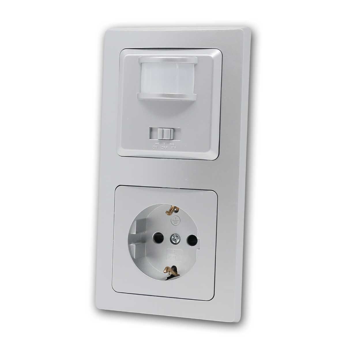 ChiliTec Bewegungsmelder DELPHI Bewegungsmelder & Steckdose silber 2-Draht