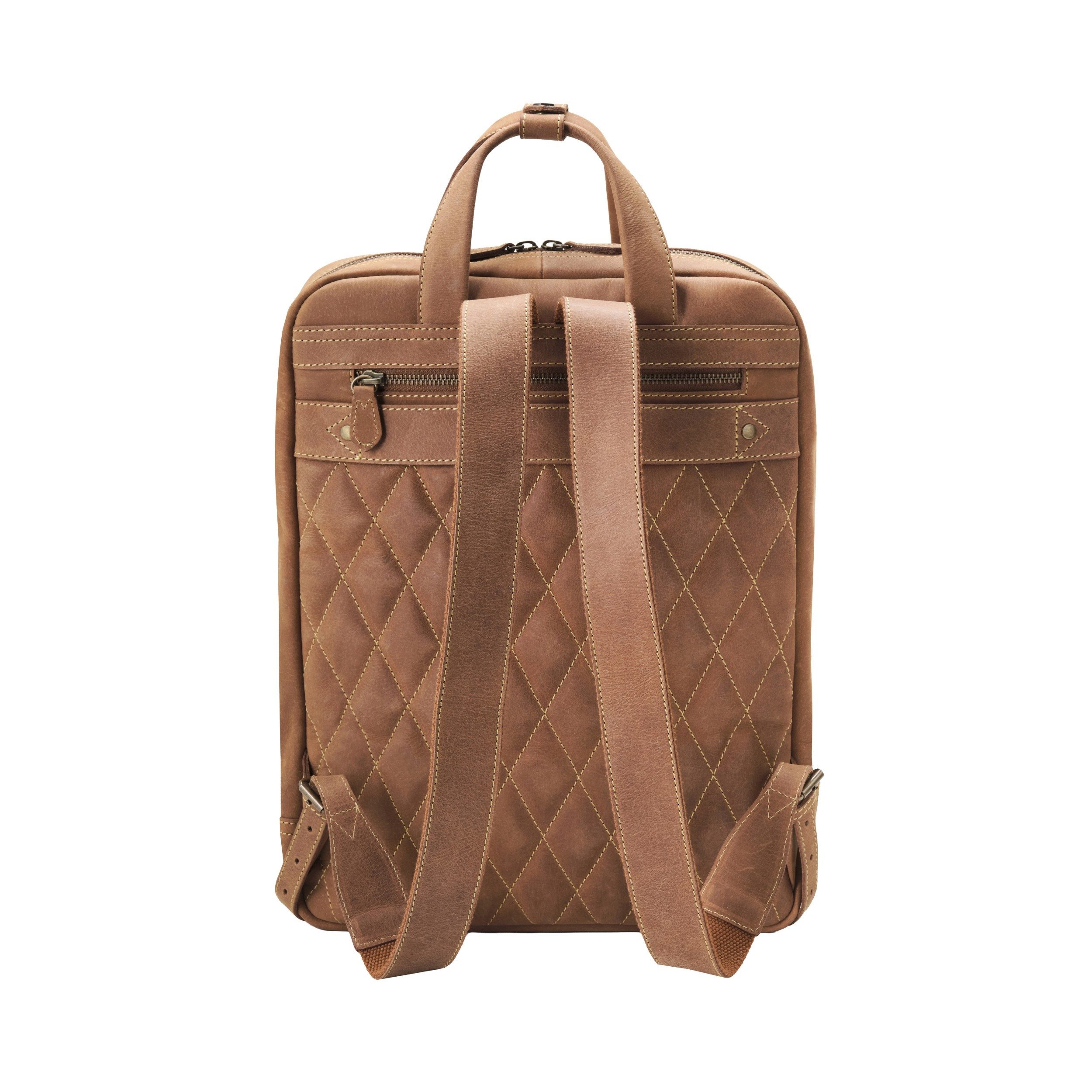 DRAKENSBERG Laptoprucksack »Porter« Havanna-Braun, Arbeits- und Business-Rucksack, 16" Laptopfach, Kofferbefestigung