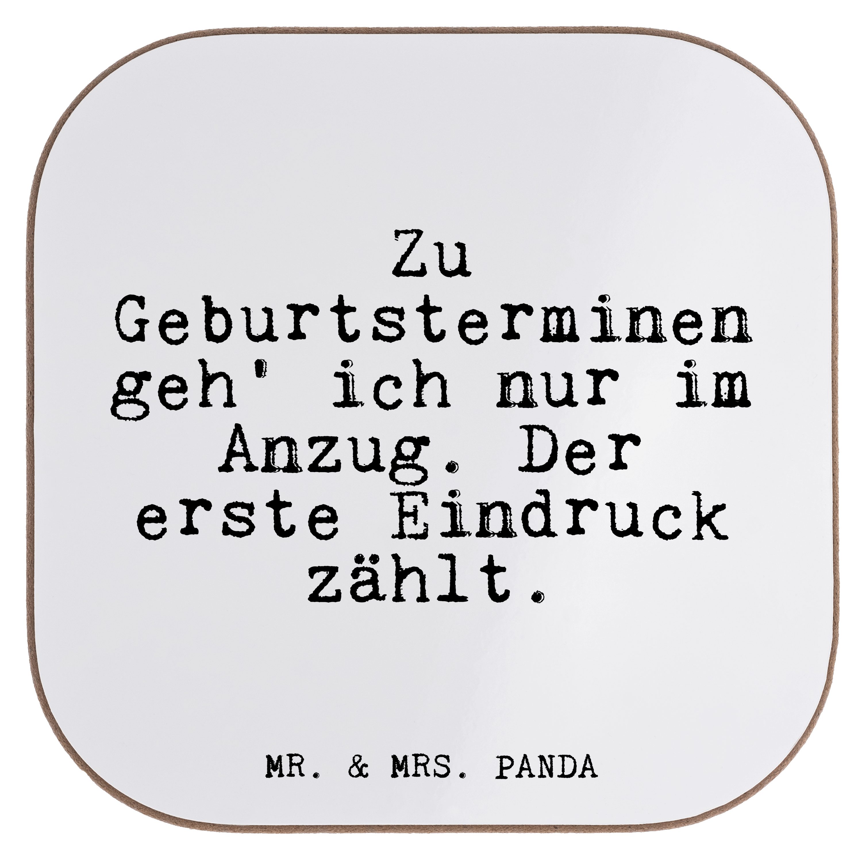 Mr. & Mrs. Panda Getränkeuntersetzer Zu Geburtsterminen geh' ich... - Weiß - Geschenk, Bierdeckel, Getränk, 1-tlg.