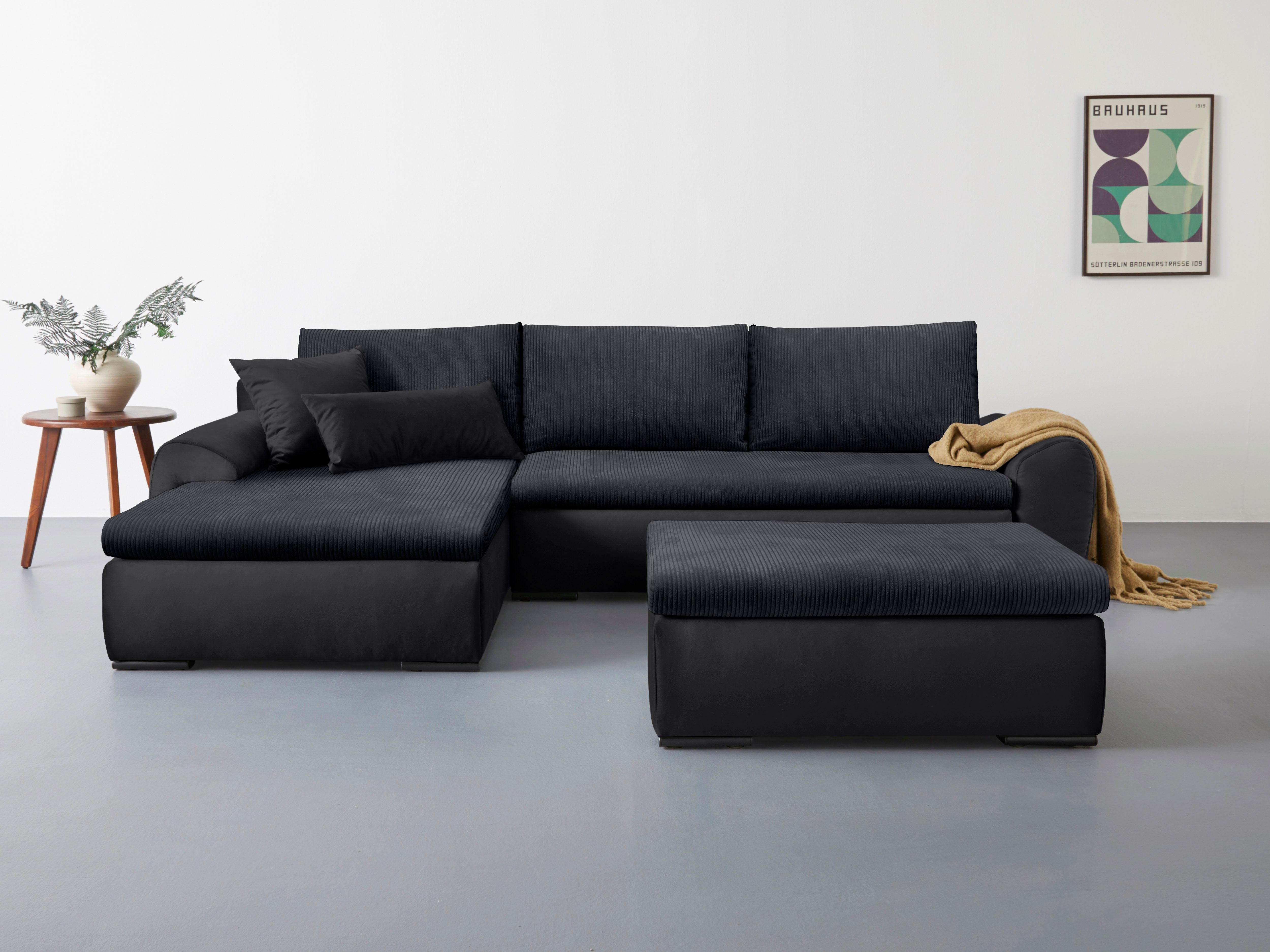 Bettfunktion Ecksofa mit und affaire Home wahlweise Win, Bettkasten