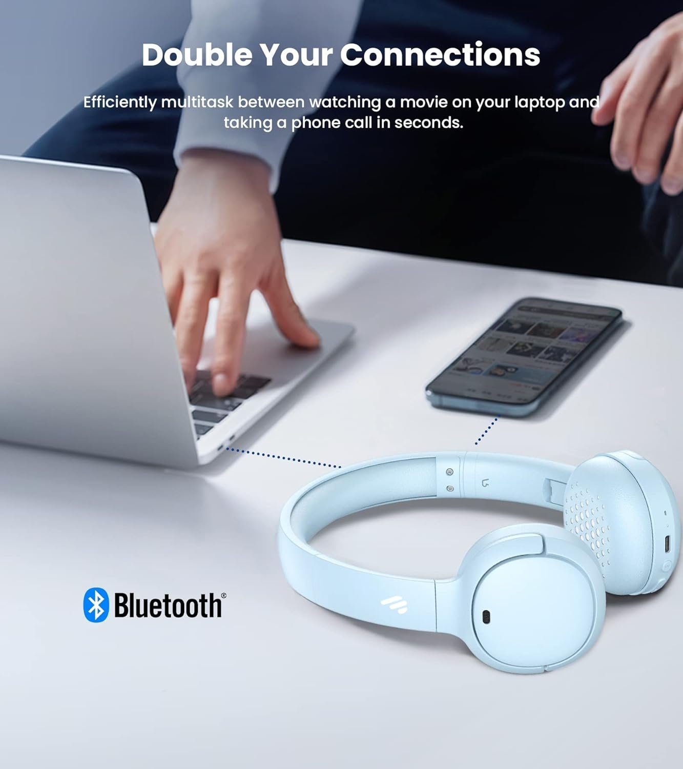 (Tragbar Bluetooth, und Stunden Musikspielzeit) Leichter Bluetooth Edifier® Faltbarer 40 mit V5.2 und bequem, Gaming-Headset