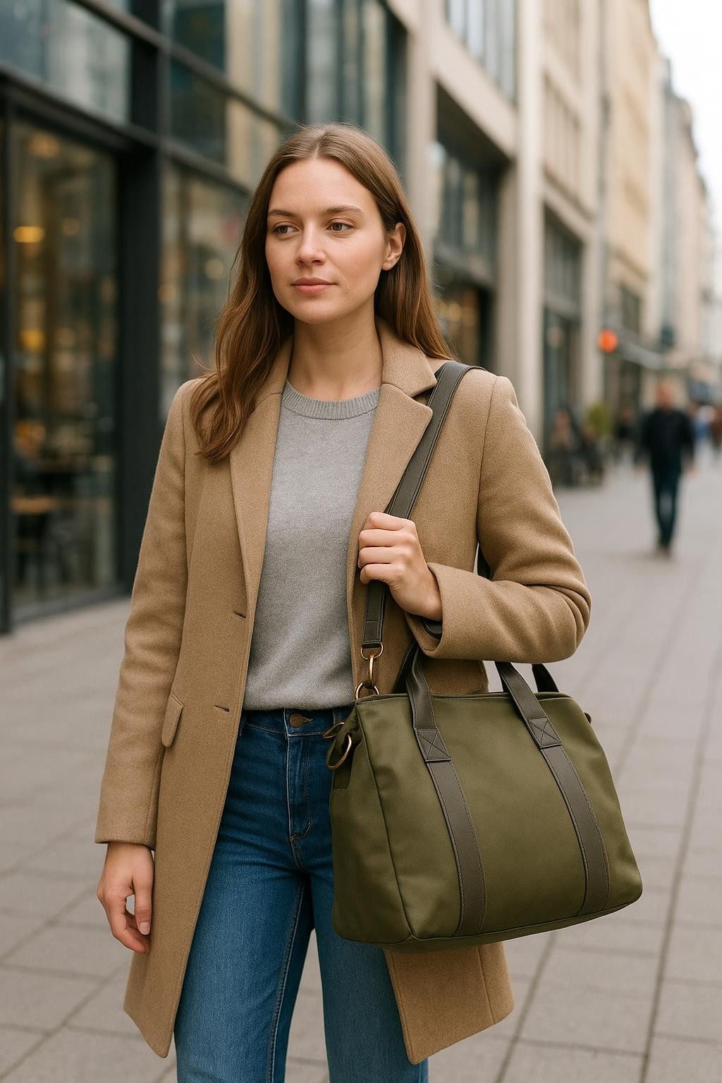 ITALYSHOP24 Schultertasche DAMEN TASCHE Shopper Handtasche Business Umhängetasche Freizeittasche, CrossOver Tote Bag Aktentasche Henkeltasche Leder Optik City Bag Reise