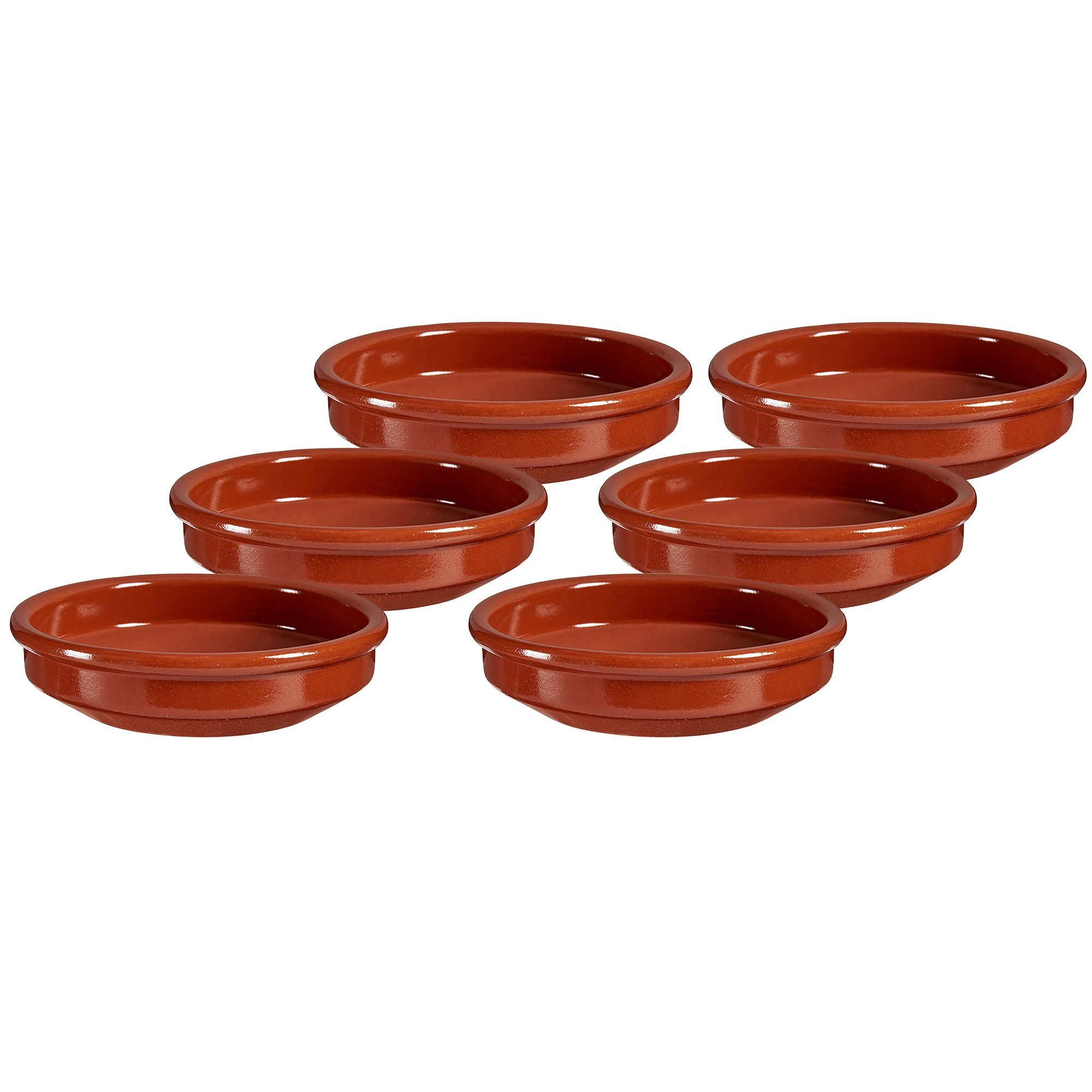 Annastore Servierschale 6-tlg. Set Cazuelas ofenfest Tonschalen Schalen für Tapas Creme Brülèe, Mit hochwertiger Handarbeit veredelt