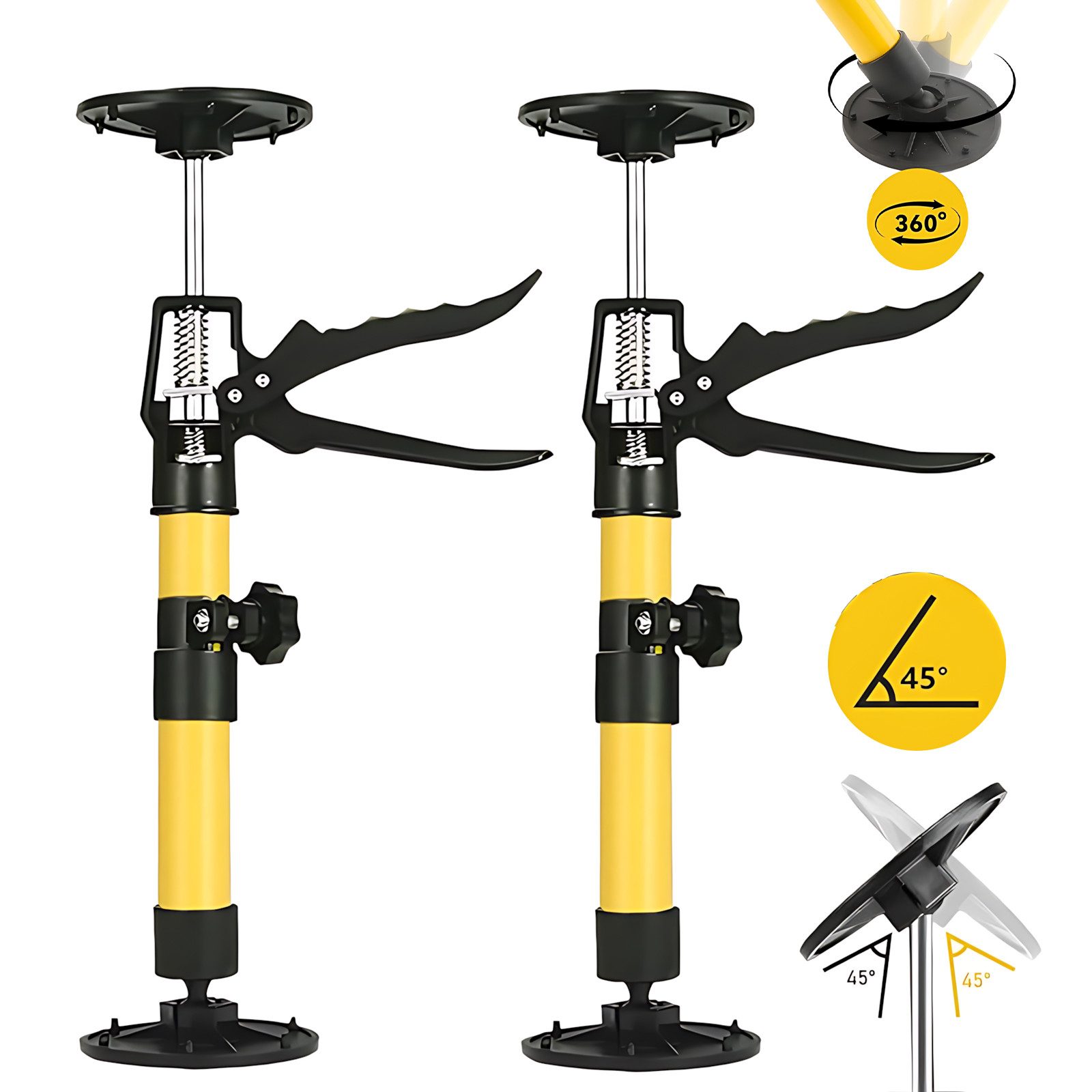 AKKEE Montageklemme 2x Deckenstütze Einhandstütze Montagestütze Teleskopstütze 30-59cm, bis 50 Kg