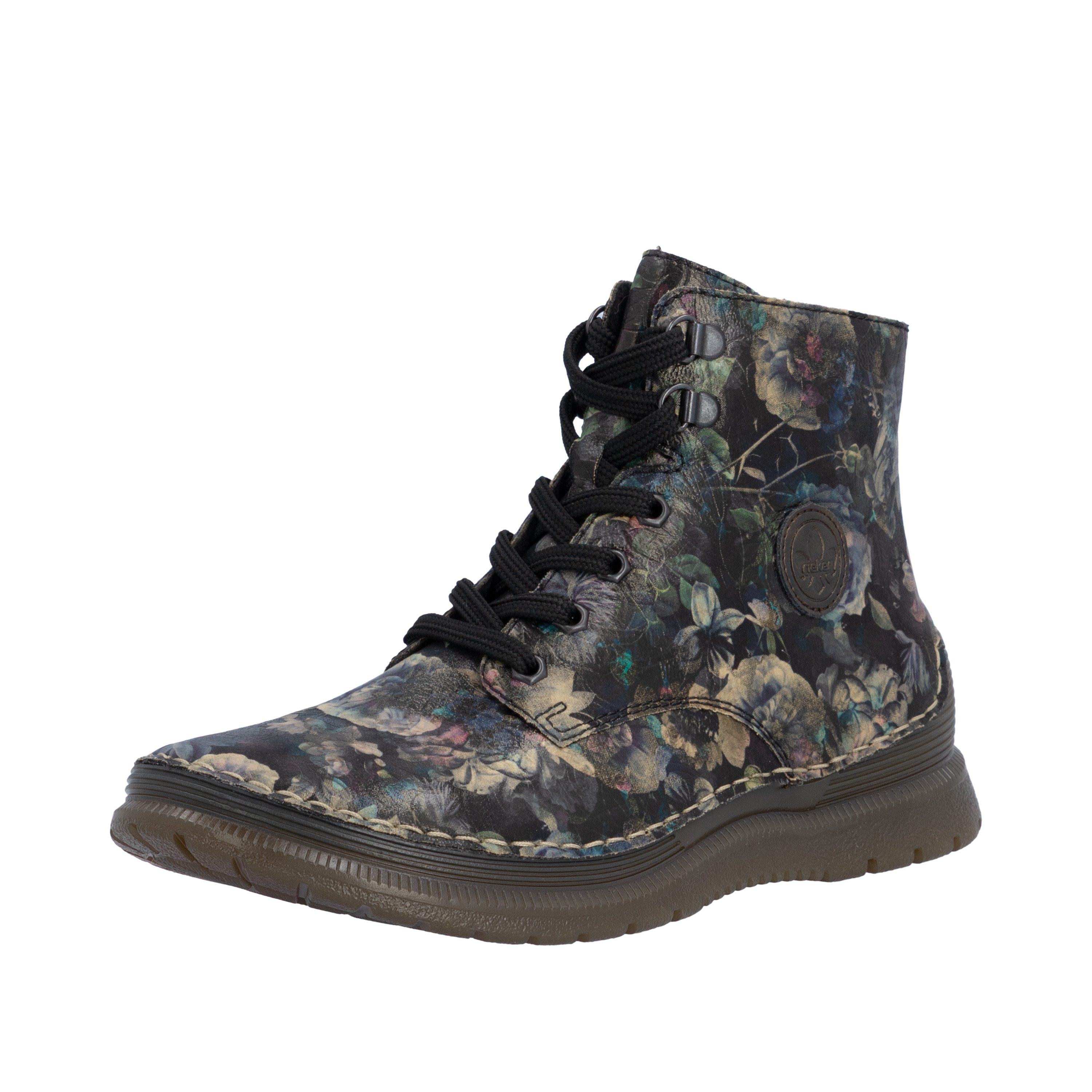 Rieker Schnürboots Keilabsatz, Herbstboots mit modischen Kontrastnähten