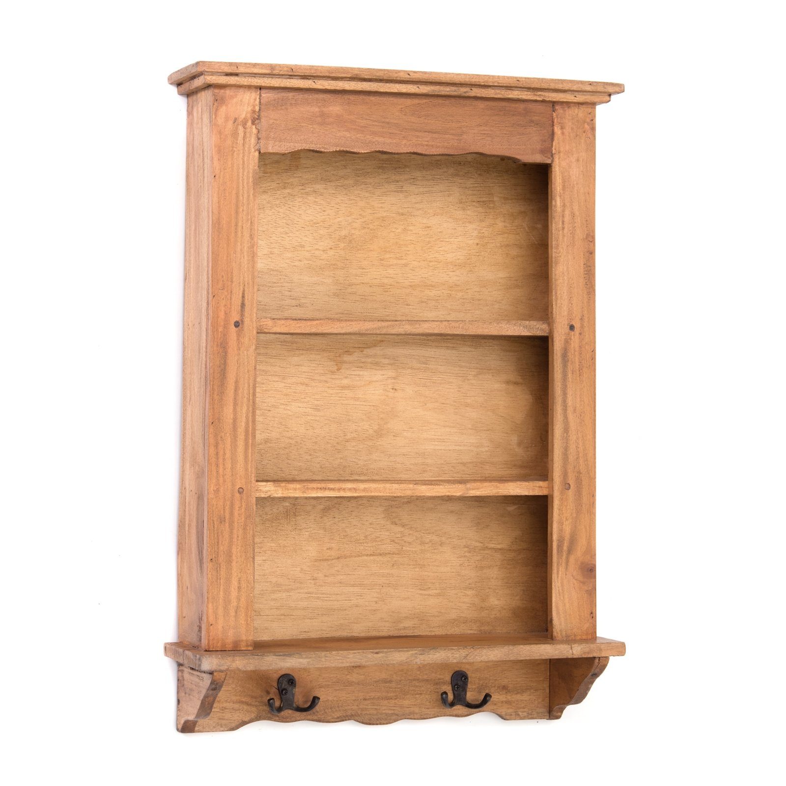 Wandregal WANDREGAL "COUNTRY", Mahagoni Holz, 68 cm, Küchenregal mit Haken