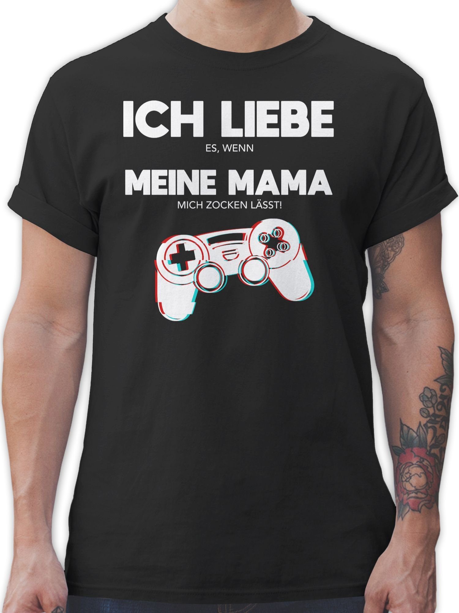 Shirtracer T-Shirt Ich liebe es, wenn meine Mama mich zocken lässt - Controller Glitch Nerd Geschenke