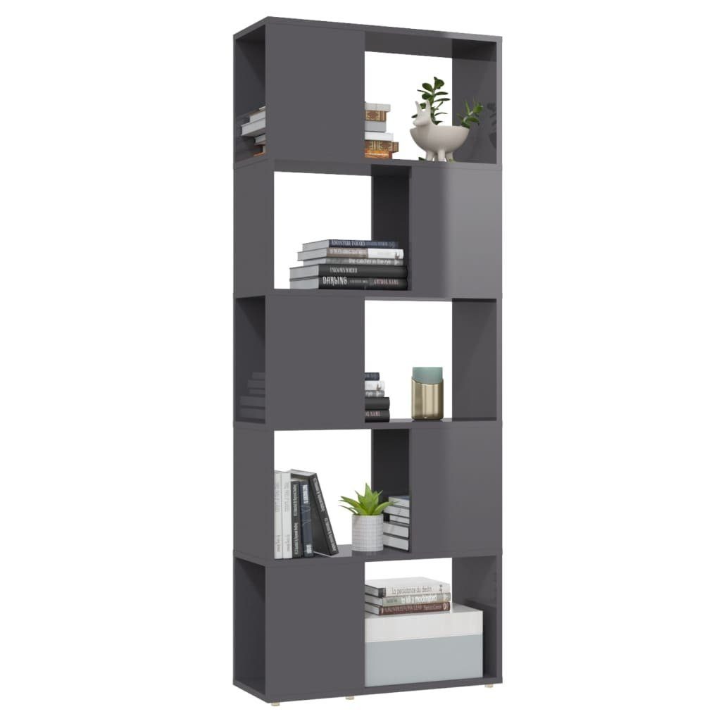 Bücherregal Raumteiler Hochglanz-Grau furnicato 60x24x155 cm