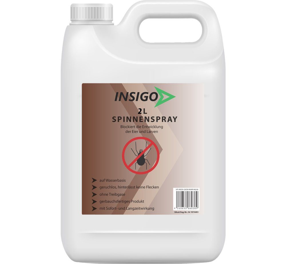 Langzeitwirkung geruchsarm, / mit 12 l, gegen auf nicht, INSIGO ätzt Insektenspray brennt Spinnen, Spinnen-Spray Hochwirksam Wasserbasis,