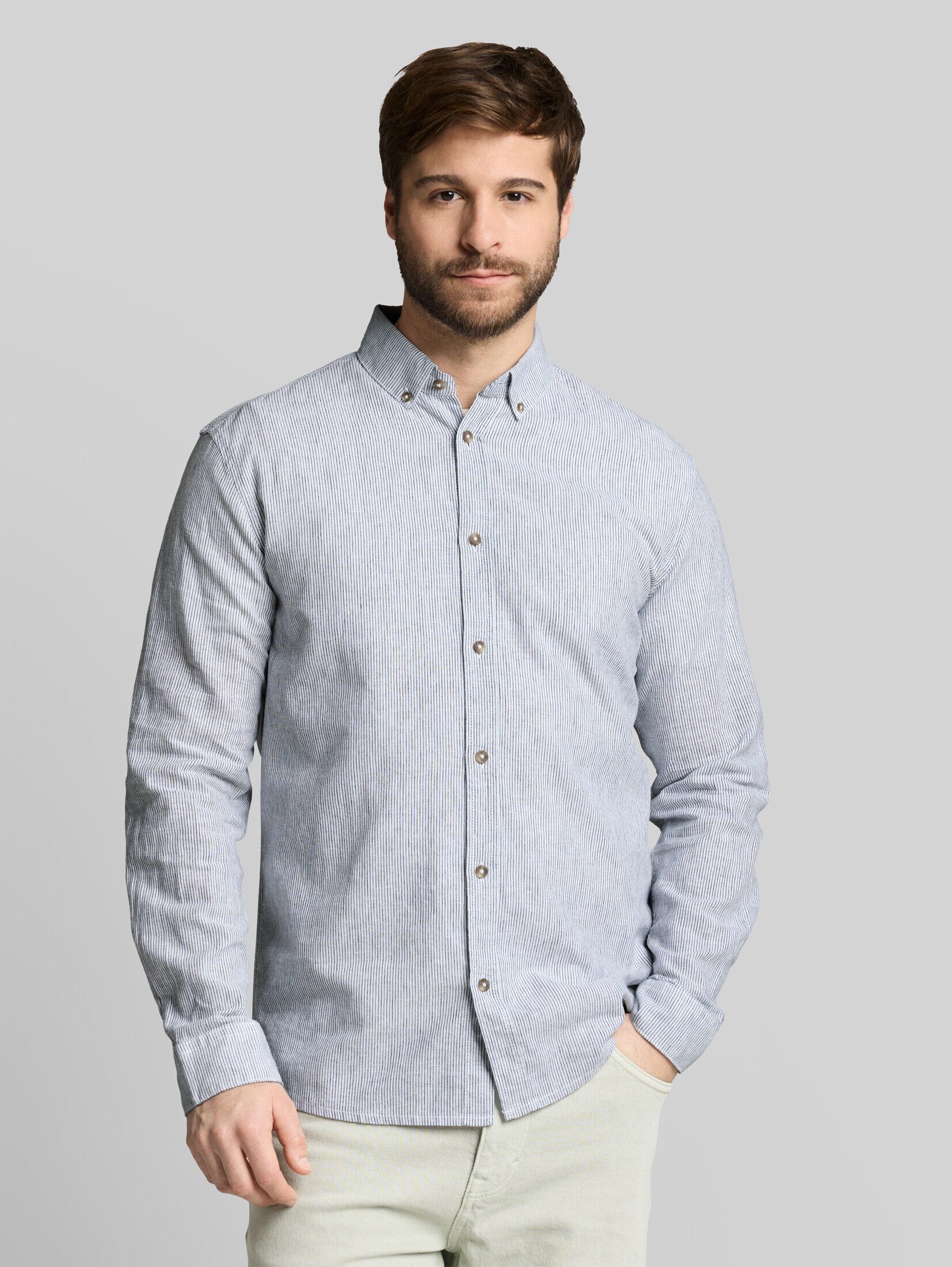 TOM TAILOR Langarmhemd Blusen & Shirts Regular Fit Hemd mit Leinenanteil