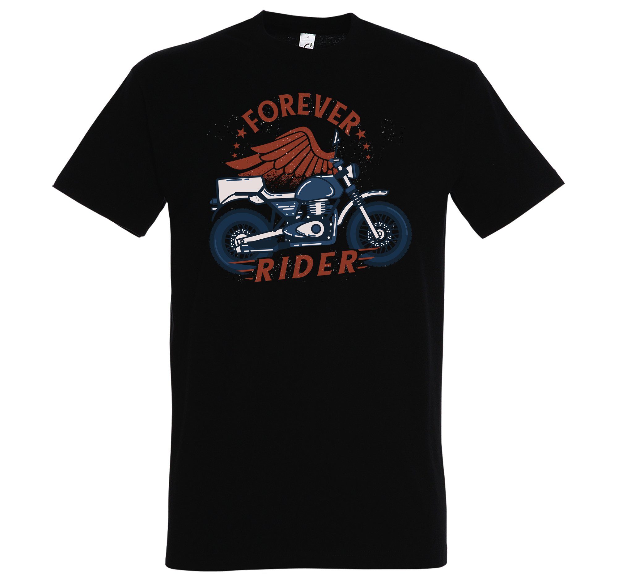 mit Frontprint Designz Rider Schwarz Forever Herren Youth Shirt T-Shirt trendigem