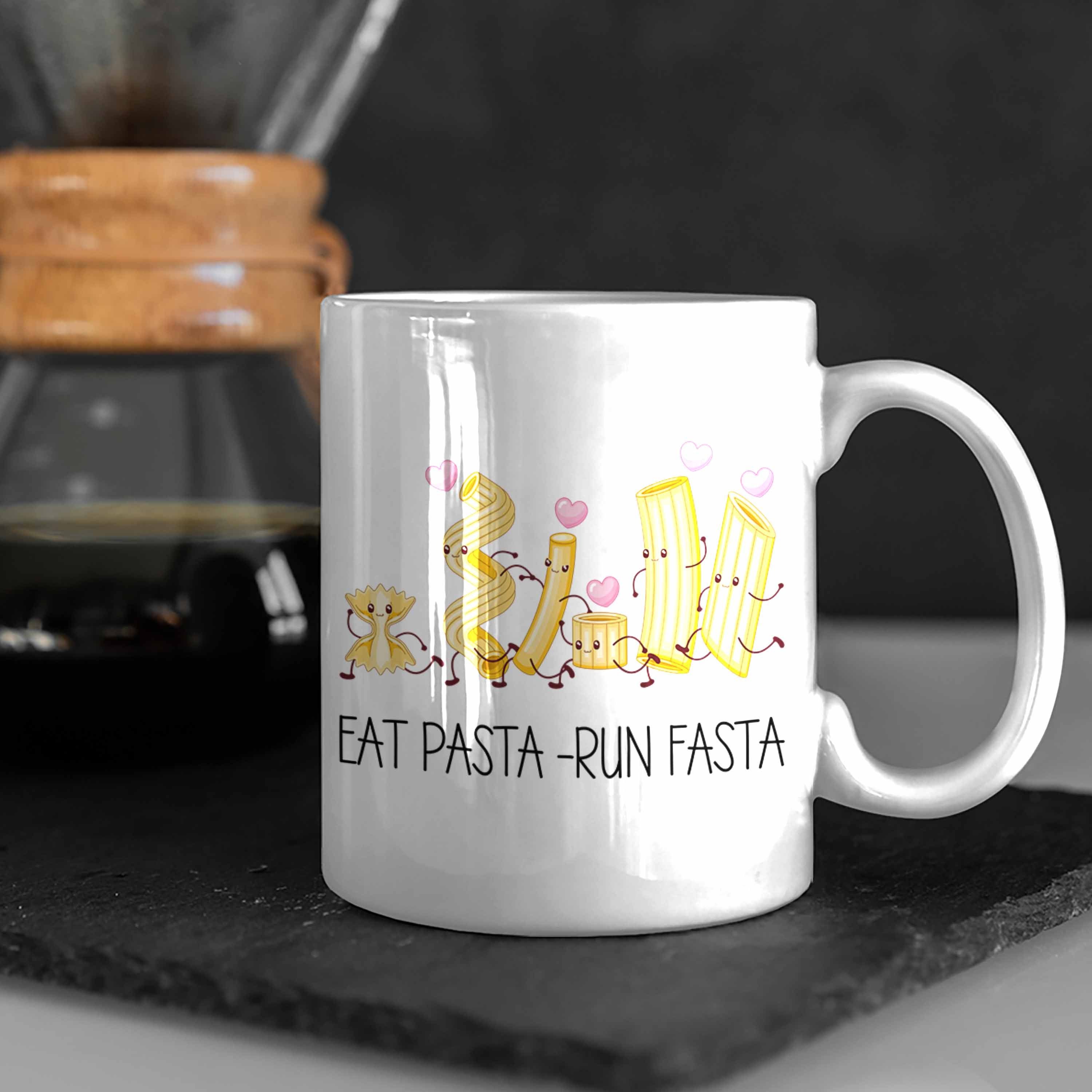Trendation Tasse Italiener Geschenk Weiss Spruc Eat Run Fasta Pasta Tasse