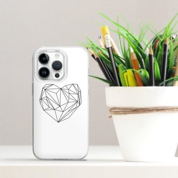 DeinDesign Handyhülle Herz Graphic Dreiecke Heart graphic white, Apple iPhone 14 Pro Silikon Hülle Bumper Case Handy Schutzhülle