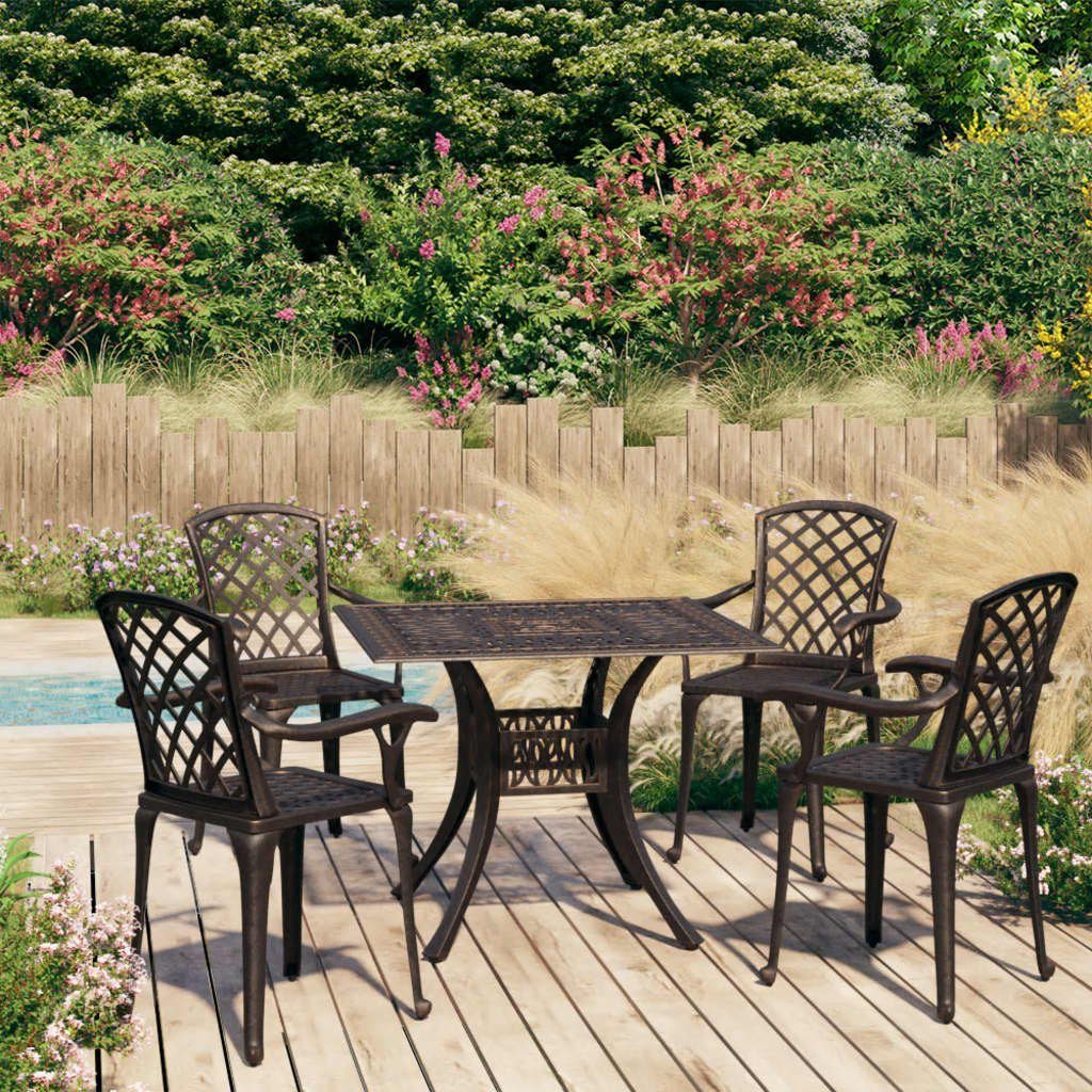 furnicato Garten-Essgruppe 5-tlg. Bistro-Set Aluminiumguss Bronzen