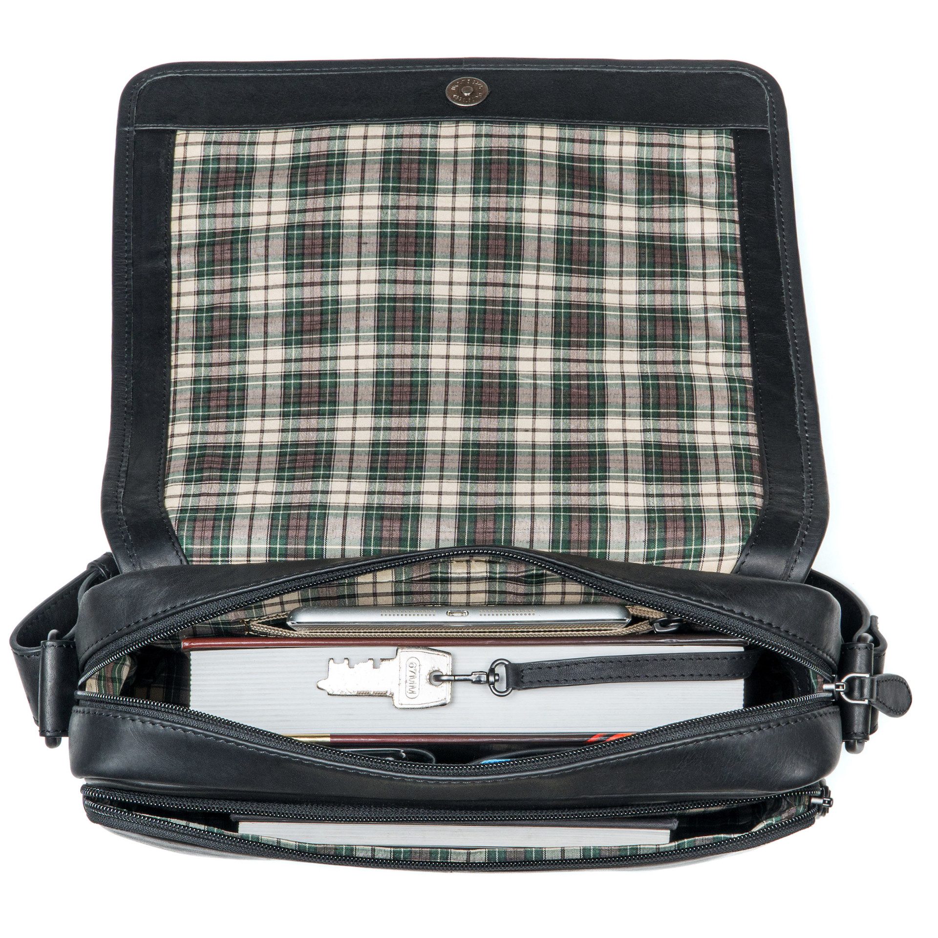 Benthill Messenger Bag Herren Umhängetasche Echt Leder Messenger Laptop Schultertasche Damen, Reißverschlussfach
