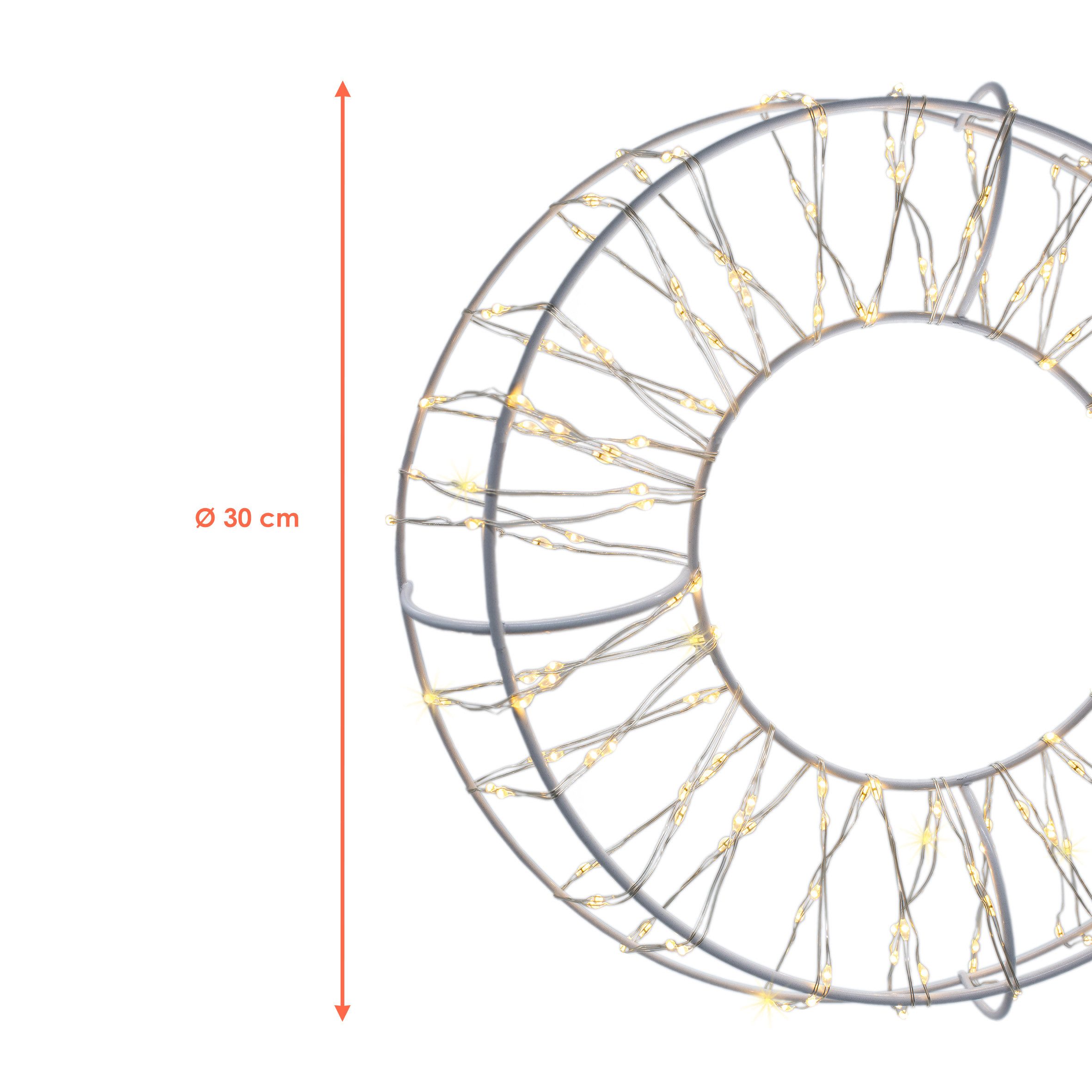 Spetebo LED Dekofigur Metall Kranz weiß Ø 30 cm - Weihnachten Deko Beleucht günstig online kaufen