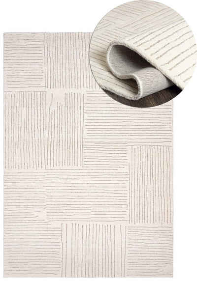 Designteppich Wollteppich Japandi, Handwebteppich Naturprodukt Wolle, Mazovia, 200 x 300 cm