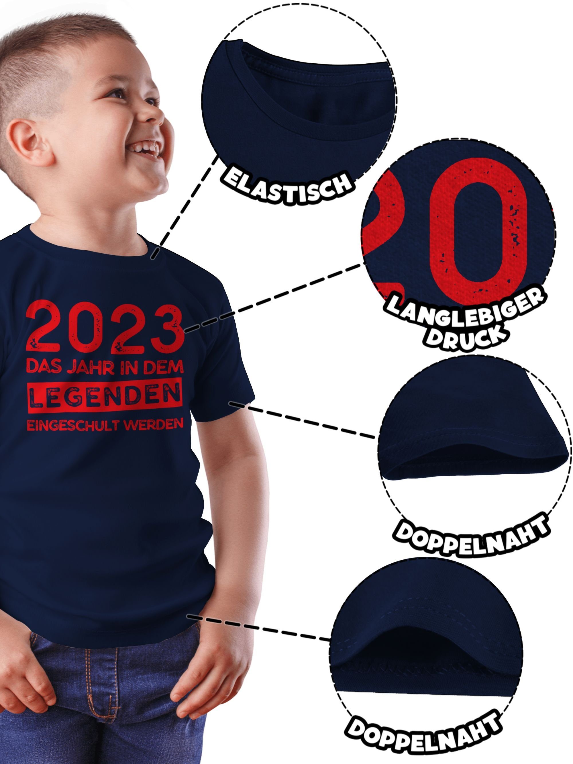 Shirtracer Navy Jahr dem Blau Schulanfang Geschenke Das T-Shirt Einschulung rot Legenden 1 werden Junge in 2023 eingeschult