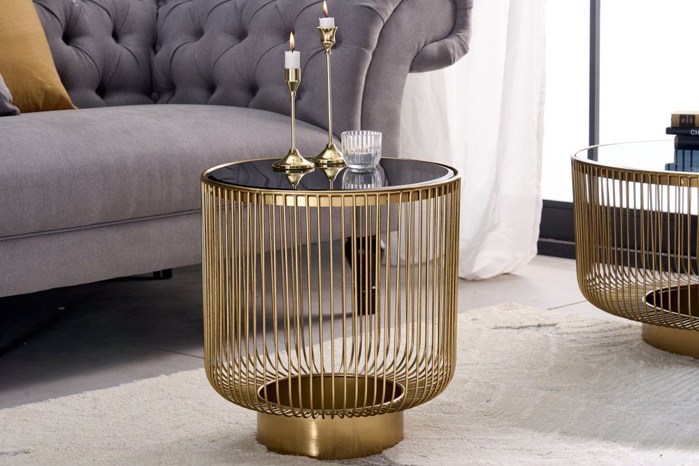 riess-ambiente Beistelltisch VARIATION Ø50cm gold / schwarz (Einzelartikel, 1-St), Wohnzimmer · Glas · Metall · rund · Handmade · Modern Design