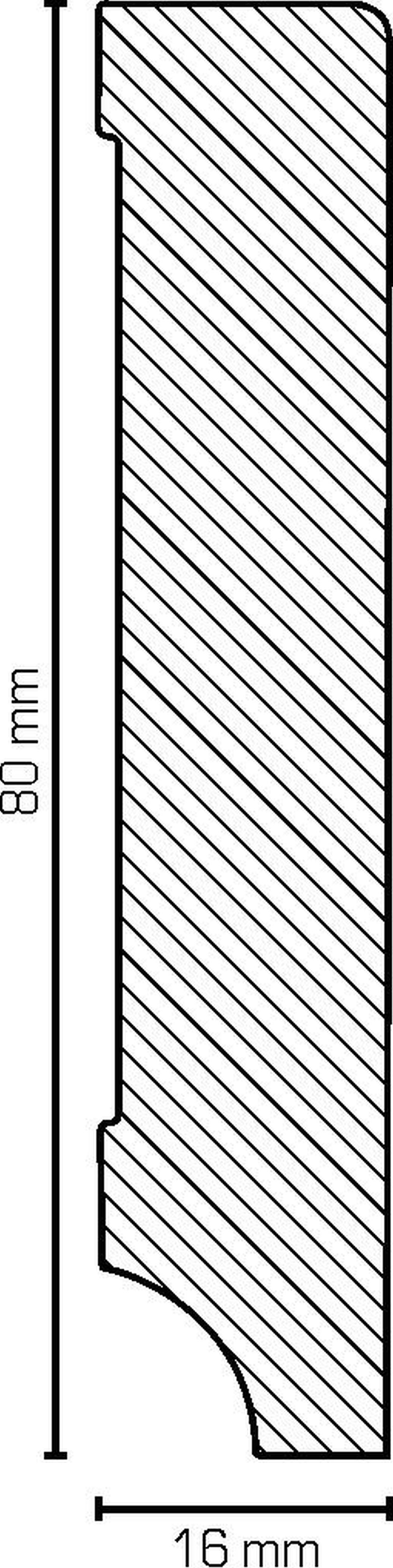 Südbrock Sockelleiste Sockelleiste weiß Holz 16 x 80 mm Kiefer lackiert RAL 9016 Fußleiste, L: 250 cm, H: 8 cm, 1-St.
