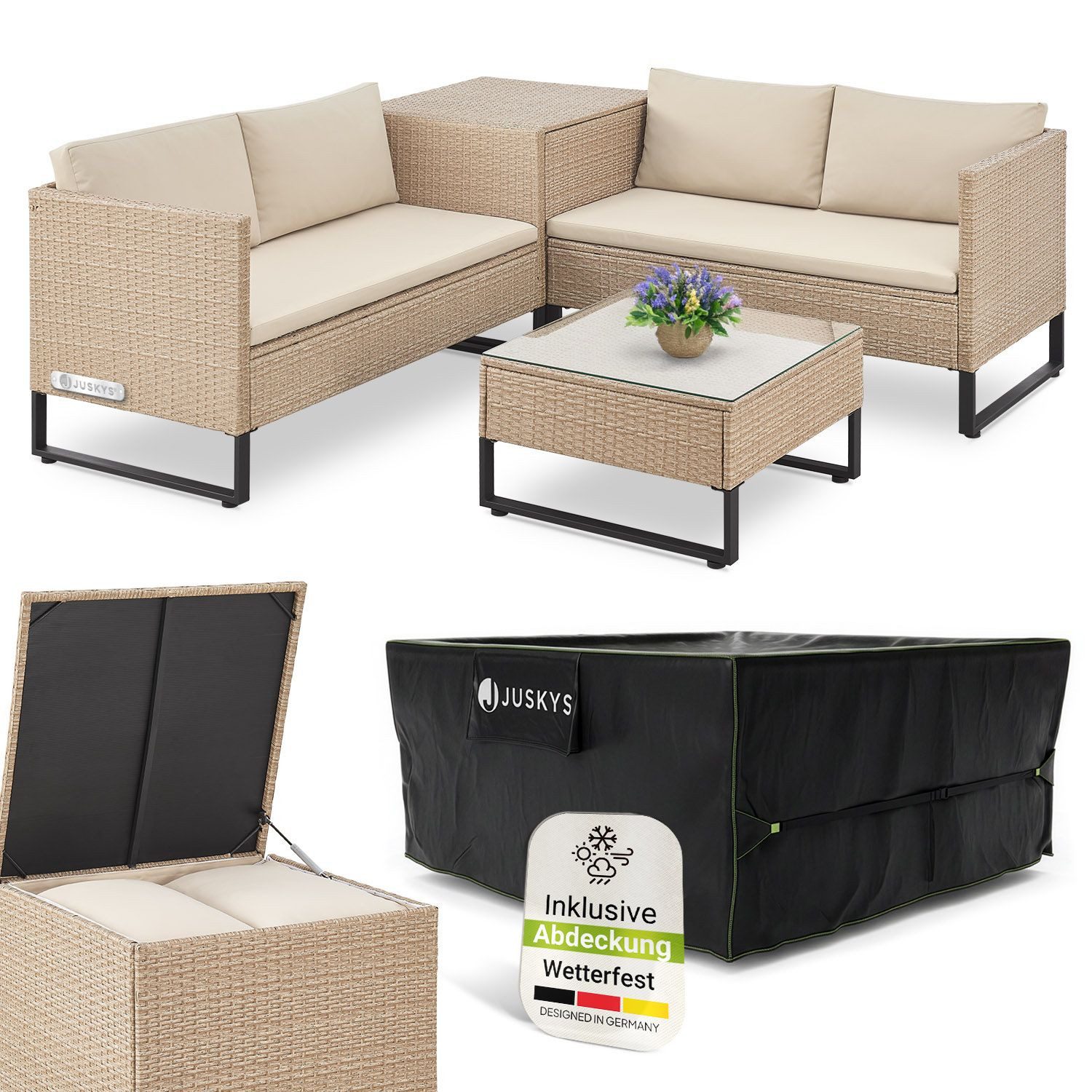 Juskys Gartenlounge-Set Santorini, (4-tlg)