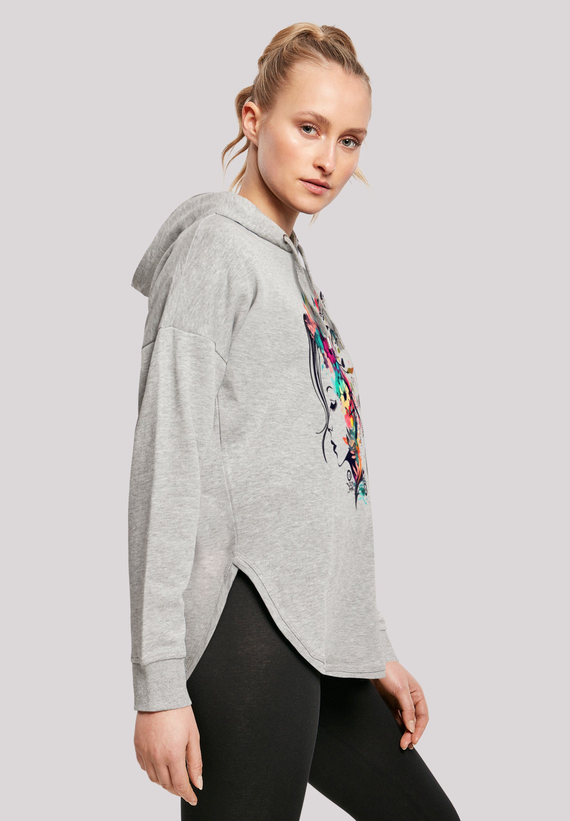 Kapuzenpullover Blumen Bunte grey Silhouette Print F4NT4STIC