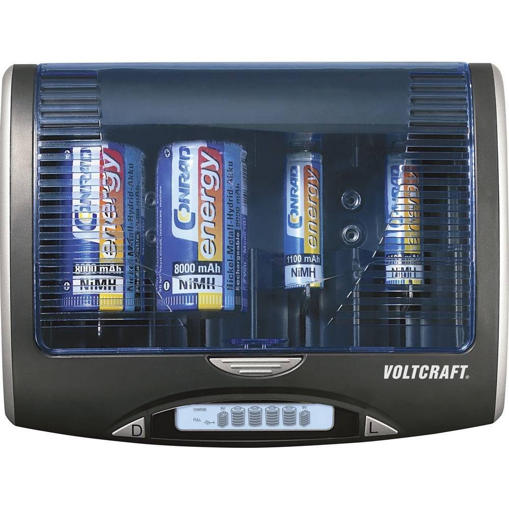 VOLTCRAFT Universal-Ladegerät P600-LCD mit USB VC-10904665 Rundzellen-Lader (Akku-Defekt Erkennung, Auffrischen / Regenerieren)