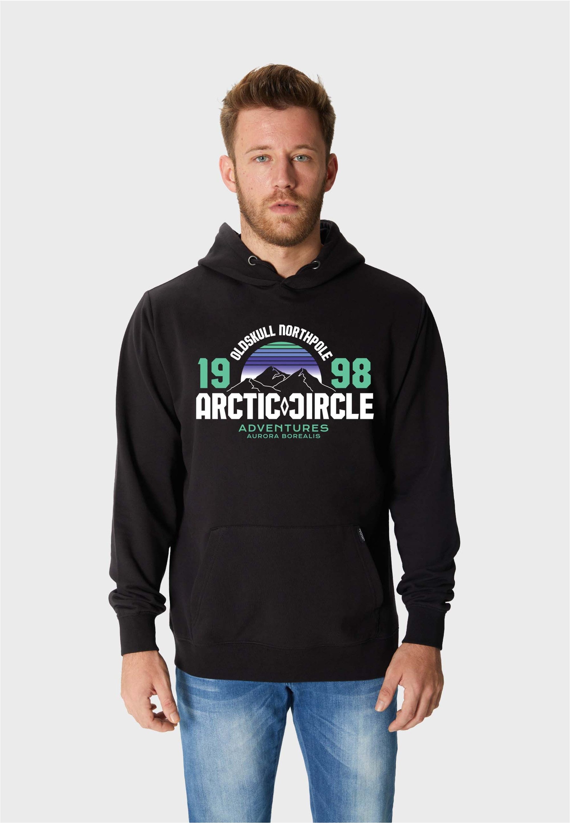 Oldskull Kapuzensweatshirt Wrldvibe Aurora Mountain Quest Graphic Grenzenlose Kreativität, fühle den World-Vibe