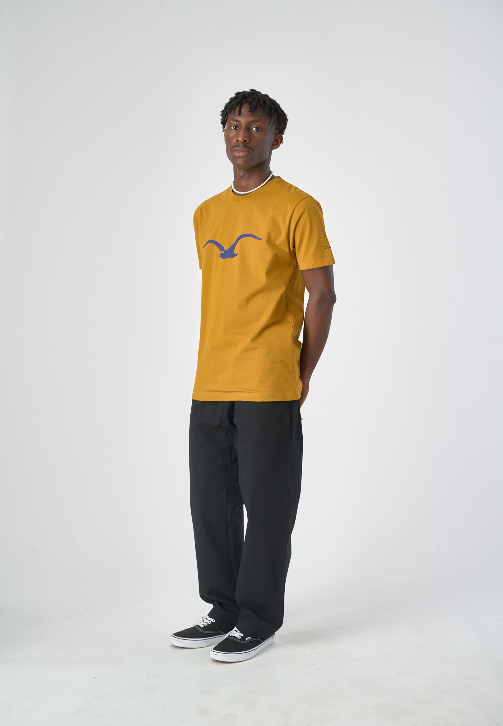 braun Cleptomanicx mit klassischem Print T-Shirt Mowe