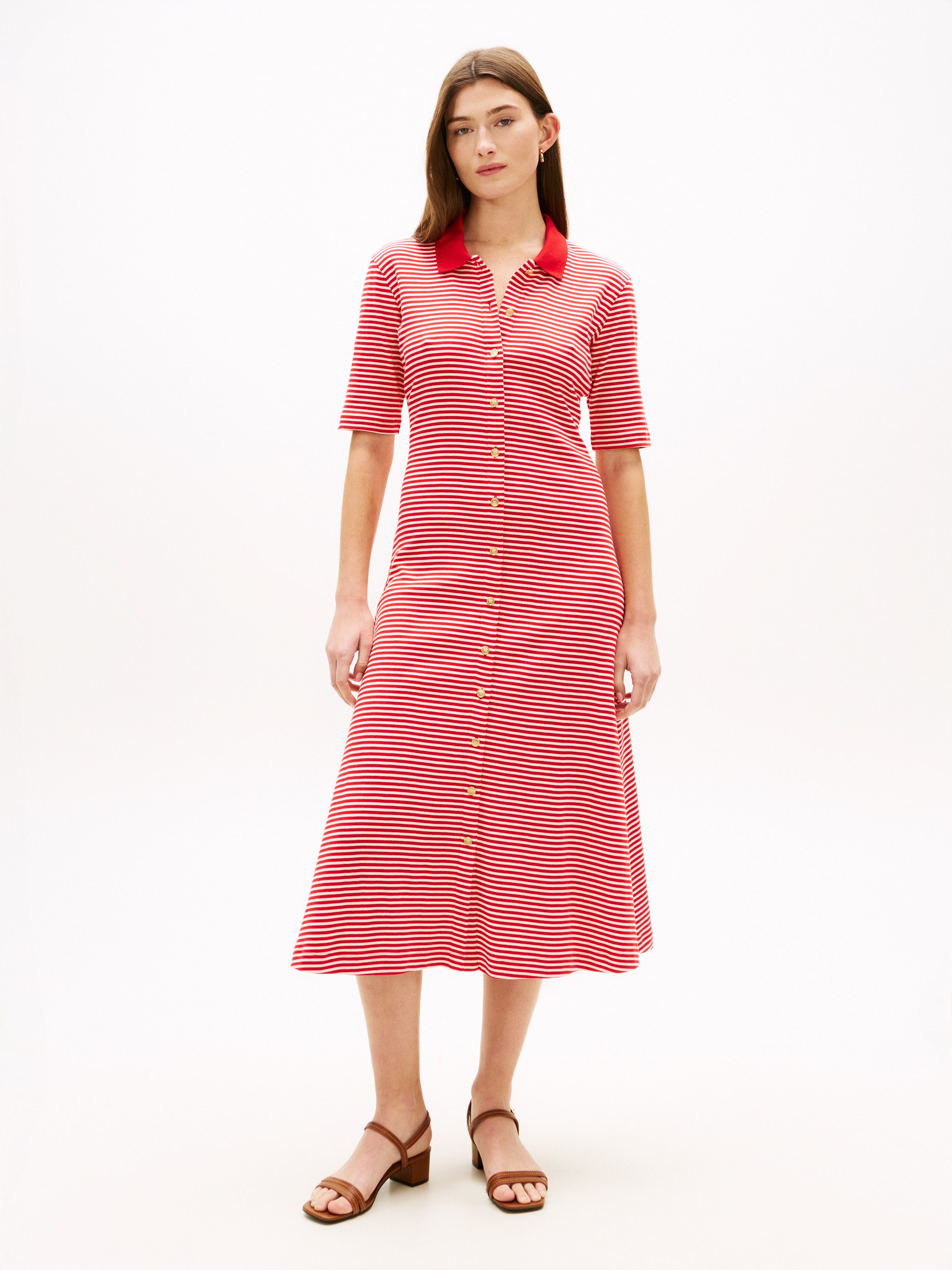 Tommy Hilfiger Polokleid GOLD BUTTON F&F MIDI DRESS mit Logo-Stickerei günstig online kaufen