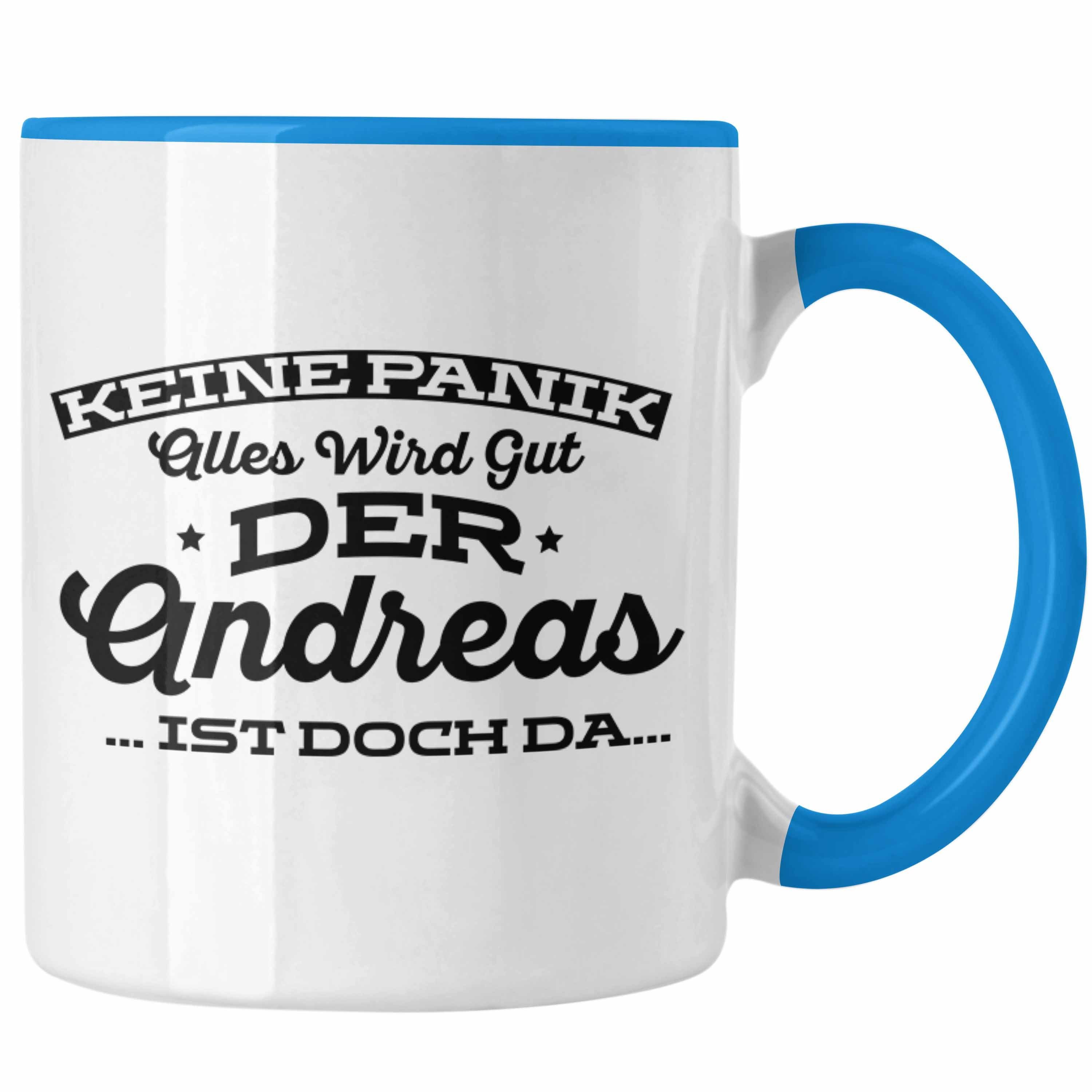 Trendation Tasse Lustige Tasse mit dem Namen Andreas - Ideales Geschenk zum Geburtstag Blau