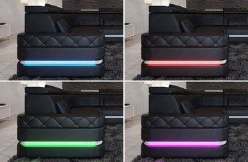 Sofa Dreams Wohnlandschaft Couch Sofa Leder Positano U Form Ledercouch, Ledersofa mit LED, mit Stauraum, Designersofa