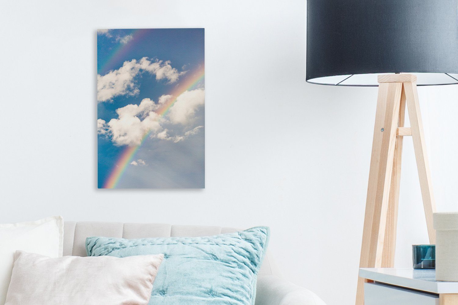 inkl. den cm zwischen Doppelter bespannt Leinwandbild Regenbogen Gemälde, Zackenaufhänger, Wolken, fertig (1 Leinwandbild 20x30 St), OneMillionCanvasses®