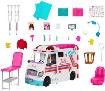 Barbie Puppen Fahrzeug Krankenwagen 2-in-1 Spielset, mit Licht und Geräuschen