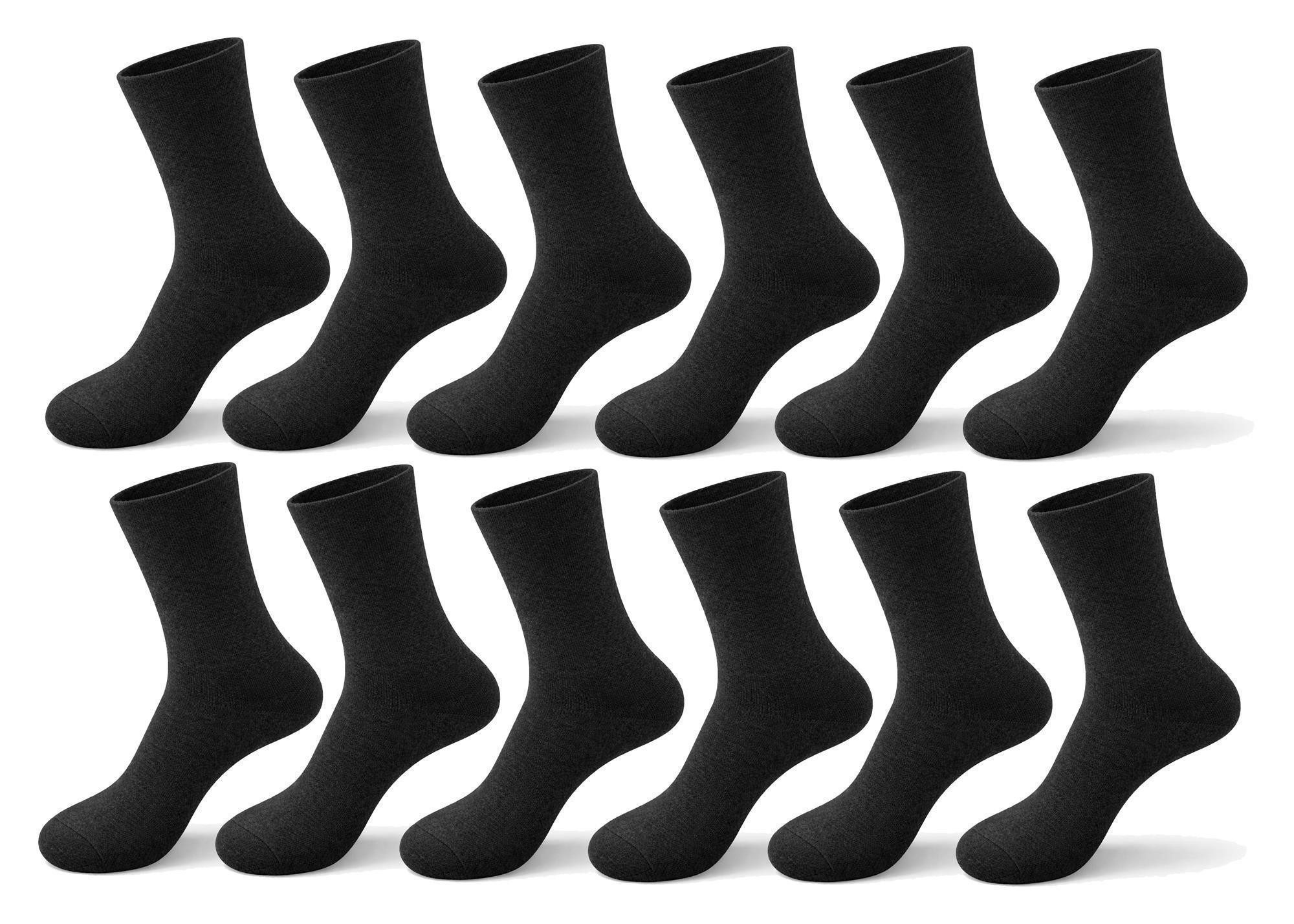 EloModa Basicsocken 12 Paar Socken Damen & Herren Baumwolle – ohne Gummi, nicht einschneid (12-Paar, 12 Paar) Ohne Gummidruck, druckfreier Komfortbund, ideal für empfindliche Füße