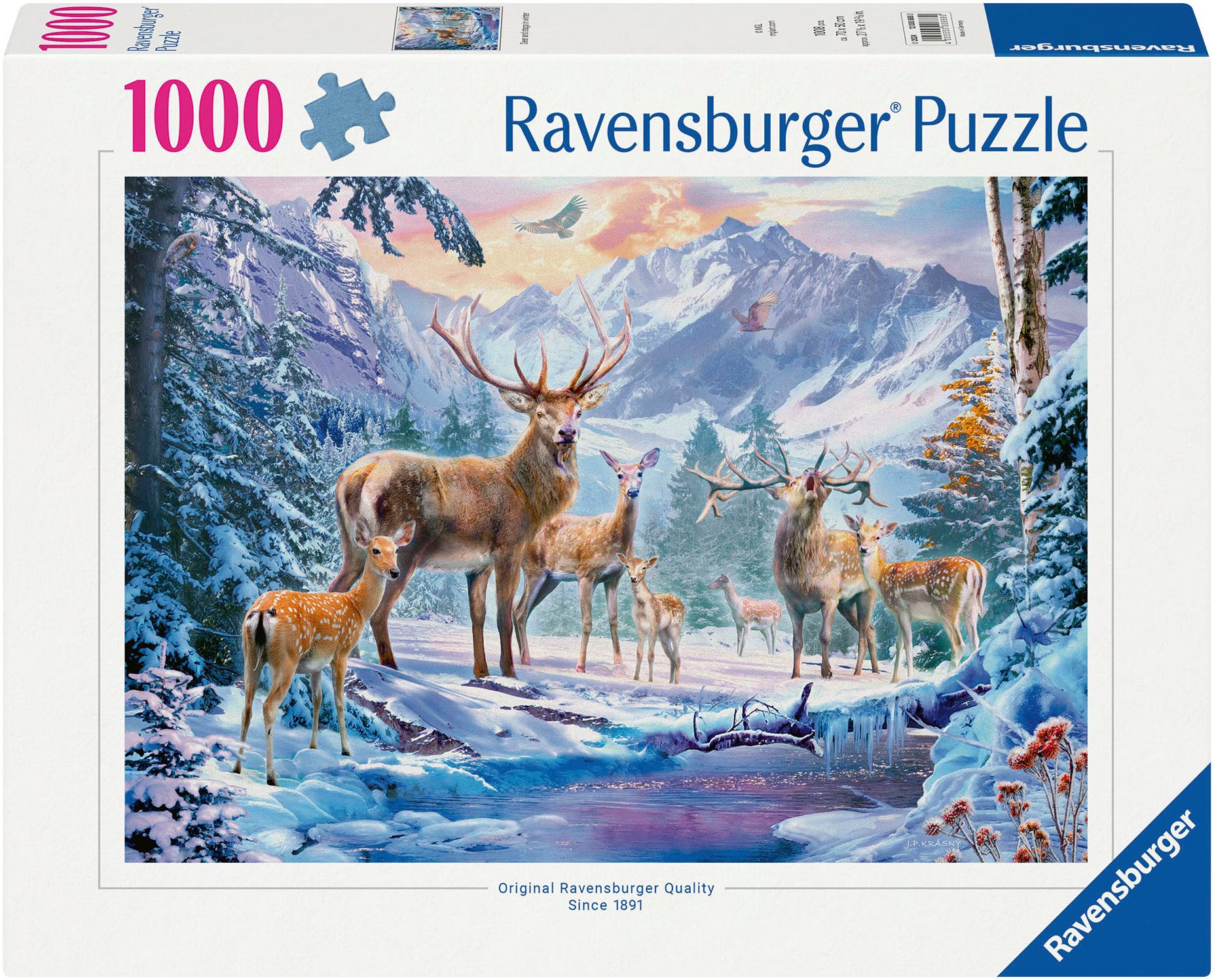 Ravensburger Puzzle Rehe und Hirsche im Winter, 1000 Puzzleteile, Made in G günstig online kaufen