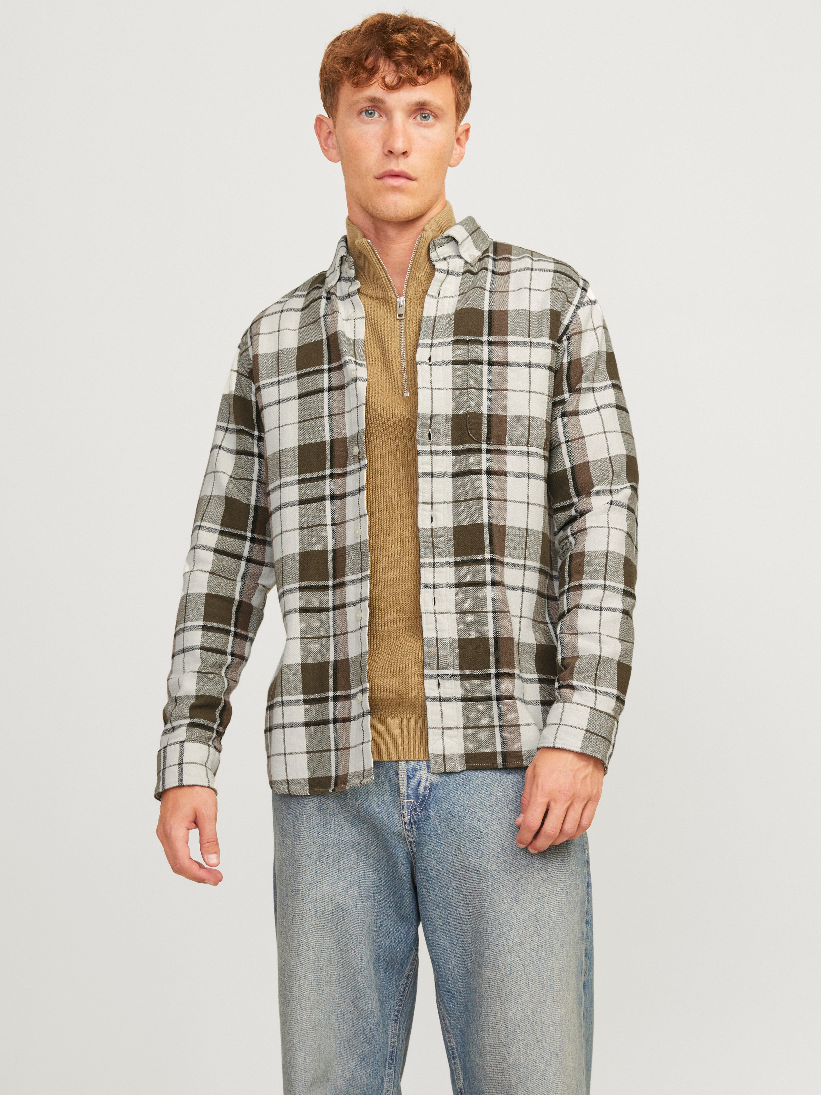 Langarmhemd JPRBLUBROOK CHECK STRUCTURE L/S SHIRT SN