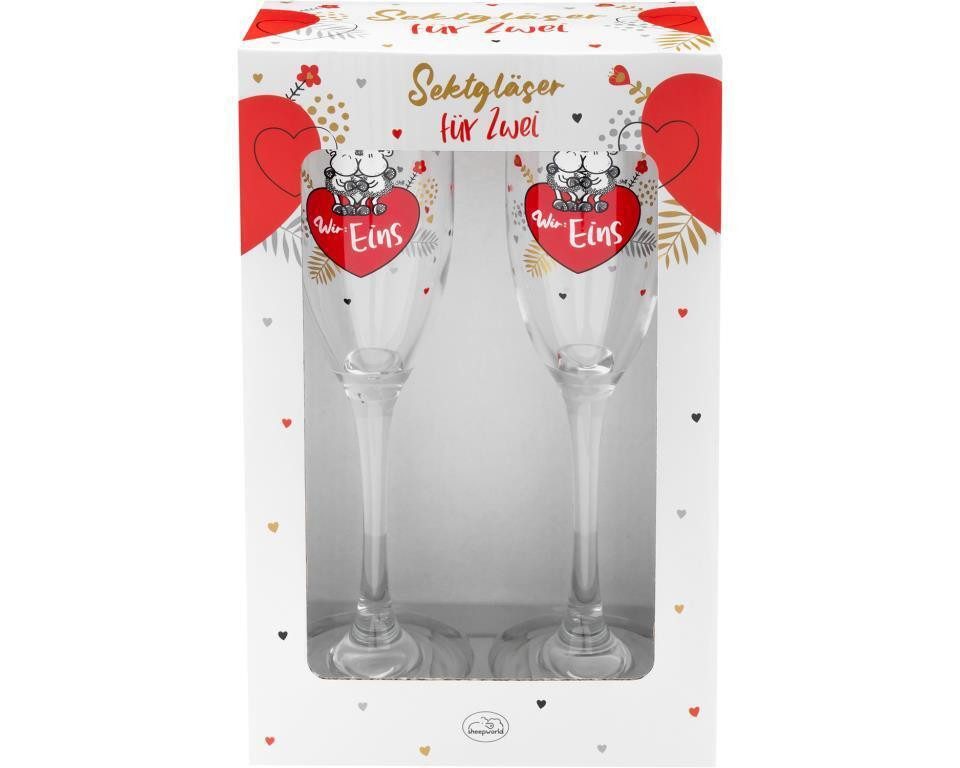 Sheepworld Glas Sektglas Set "Wir eins"