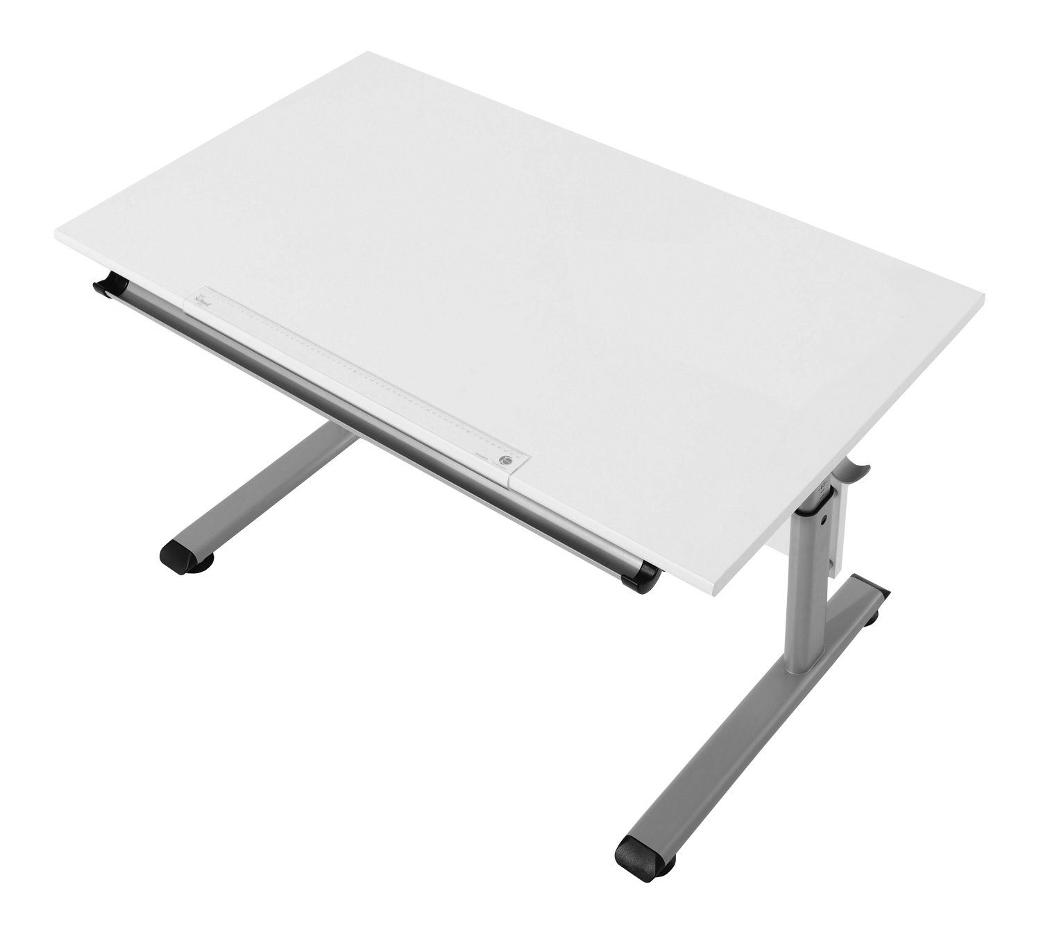 Schreibtisch Computertisch MARCO, Weiß, Silberfarben, 120 x 53 x 70 cm, manuell höhenverstellbar, neigbar