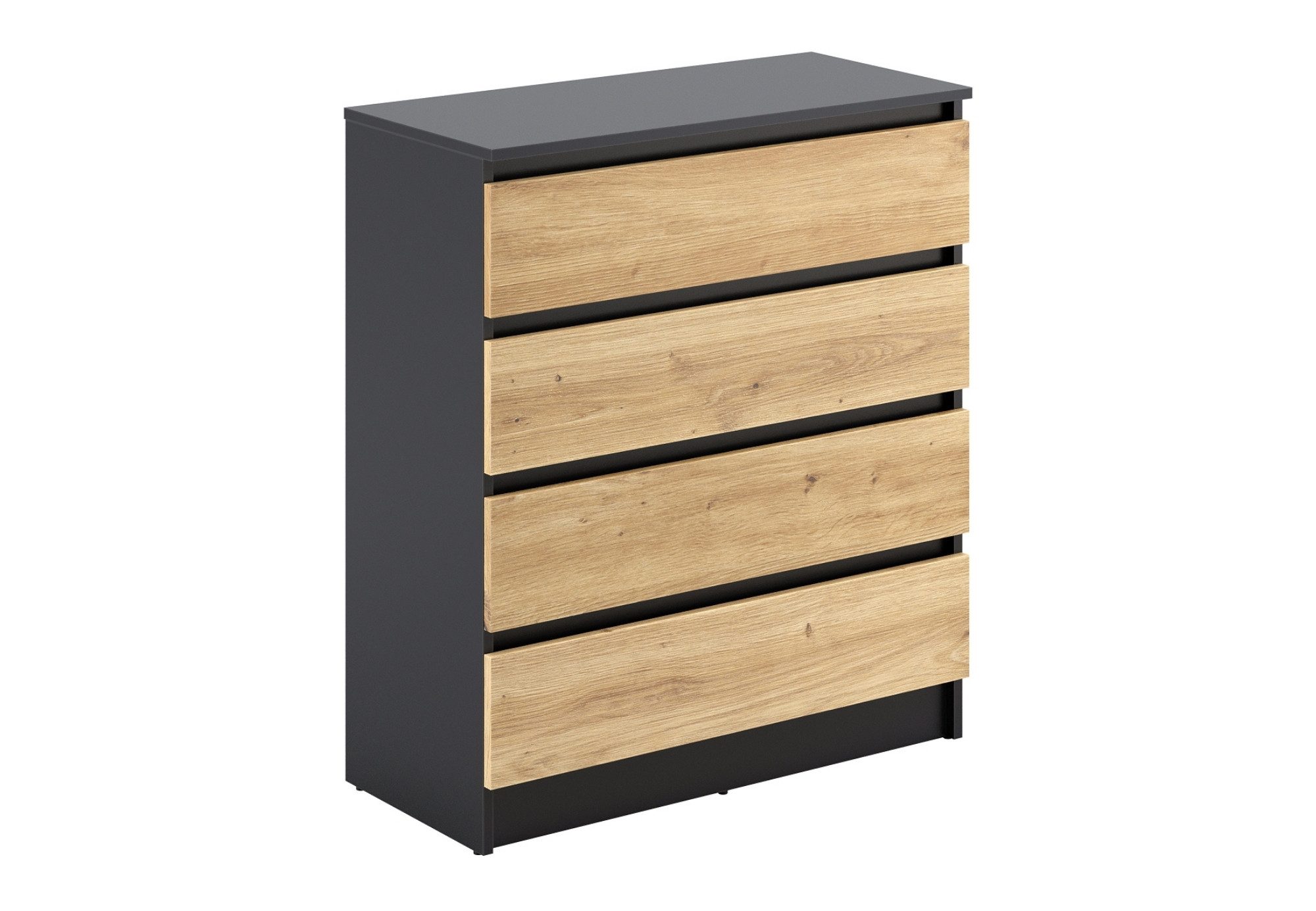 Home Collective Kommode mit 4 Schubladen Kommode schmal Holz Schrank (Highboard Anrichte Schlafzimmer Wohnzimmer Flur Büro Organizer), Kommode 76 cm breit Schrank mit Schubladen Anthrazit / Artisan Eiche