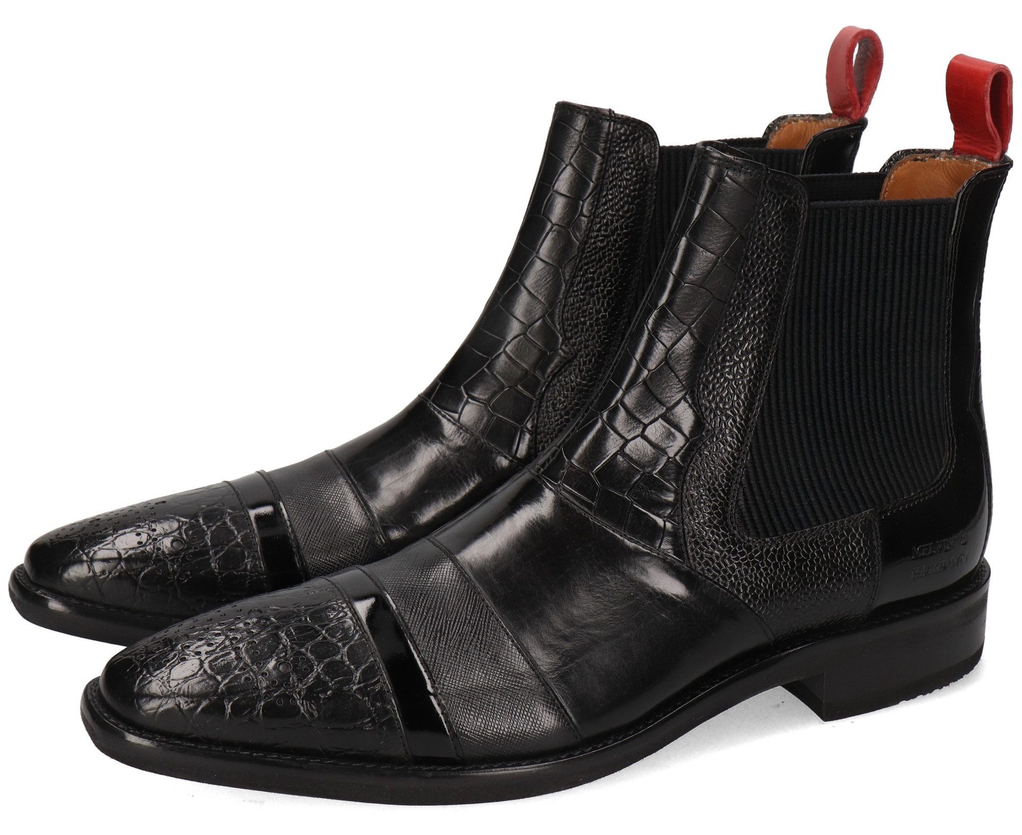 Melvin & Hamilton Elvis 12 - vegetabil gegerbt Chelseaboots Business Schuh, Anzugschuh, Stiefelette mit Reptilien Prägung