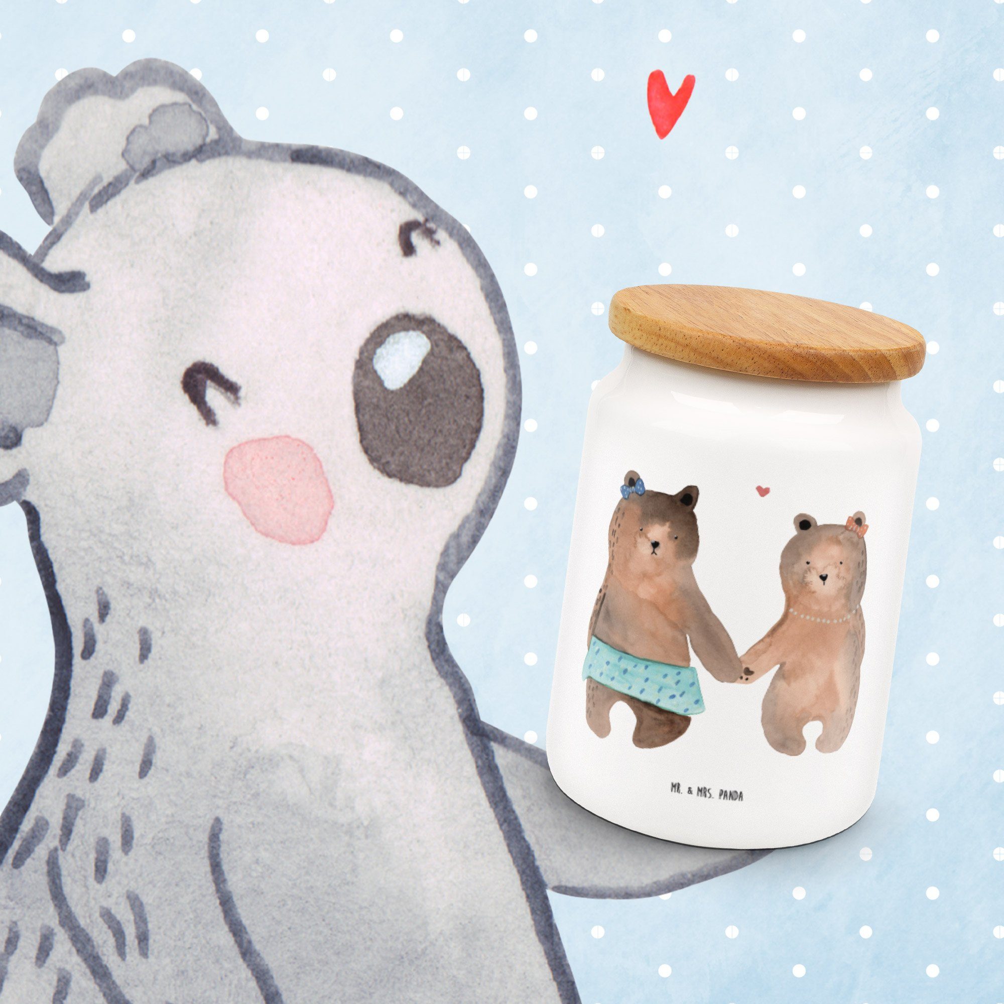 Weiß Bär Leckerli, & Panda Geschenk, Vorratsdose Keramik, Aufbewahrungsdose, - - (1-tlg) Mr. Teddybär, Mrs. Freundin