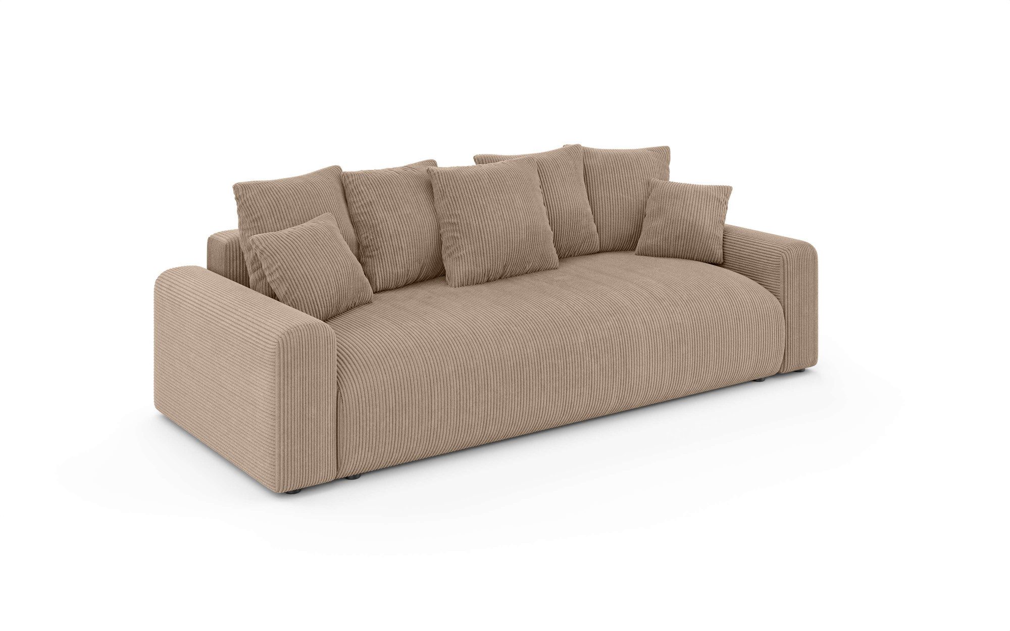 Home affaire Big-Sofa LAKESIDE klein 3-Sitzer Schlafsofa mit Bettkasten, Breite 238 cm, Liegefläche 149x195 cm, hoher Sitzkomfort, Maße B/T/H: 238/98/85cm – Bild 4 von 5