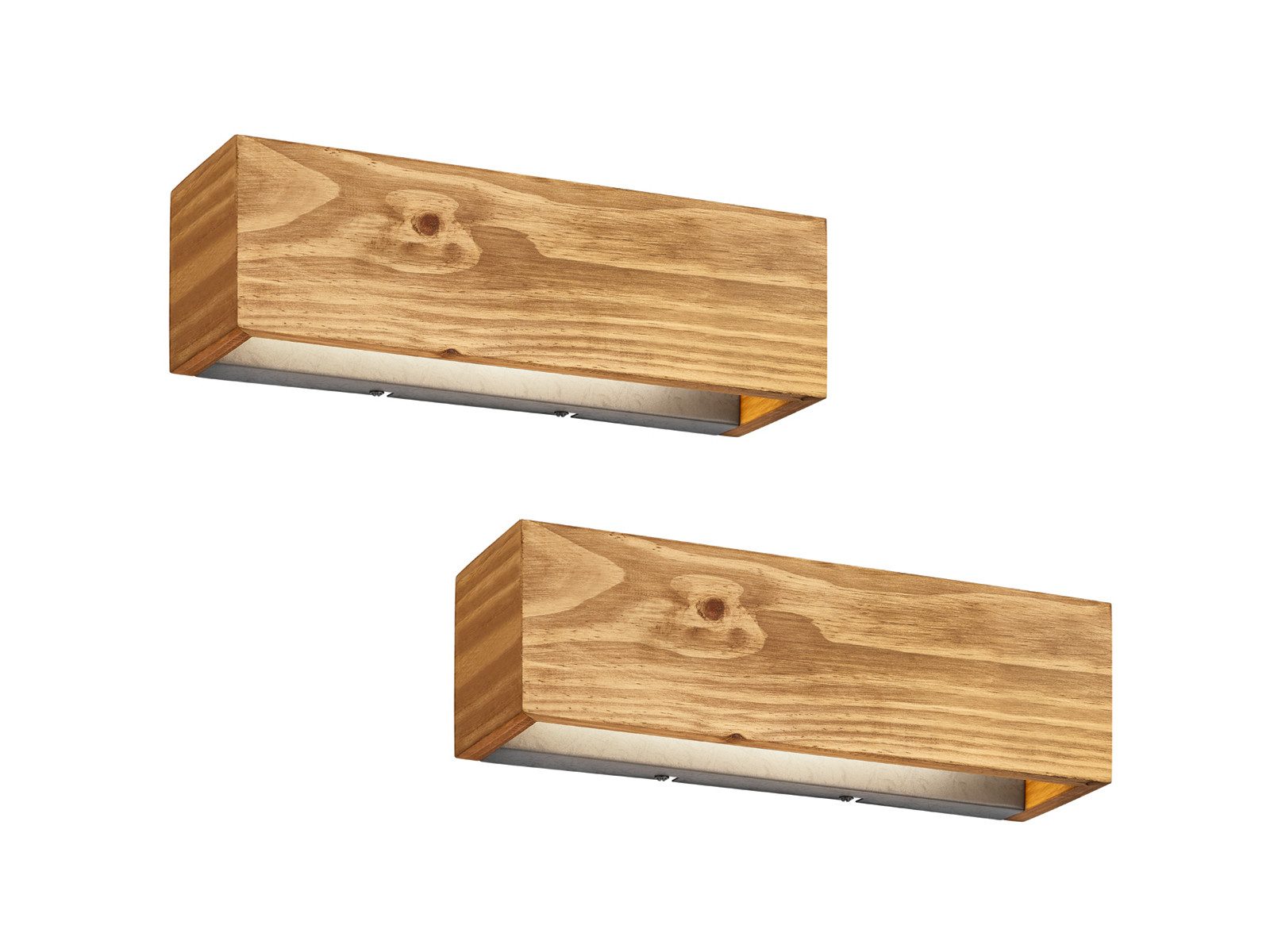 TRIO Leuchten LED Wandleuchte, Dimmfunktion, LED fest integriert, Warmweiß, 2er SET innen Wandbeleuchtung indirekt aus Holz, dimmbar Breite 37cm