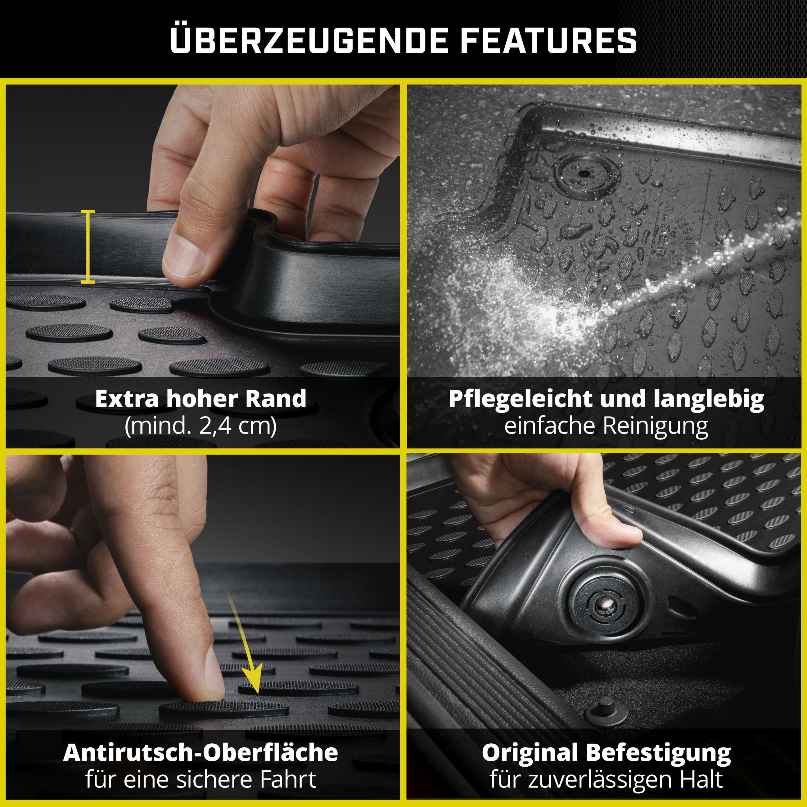 WALSER Kofferraumwanne Automatte Passform XTR (8 St), für VW MULTIVAN T6 (SGF, SGM, SGN, SHM, SHN), MULTIVAN T5 (7HM, 7HN, 7HF, 7EF, 7EM, 7EN) VW MULTIVAN T6 (S – Bild 5 von 5