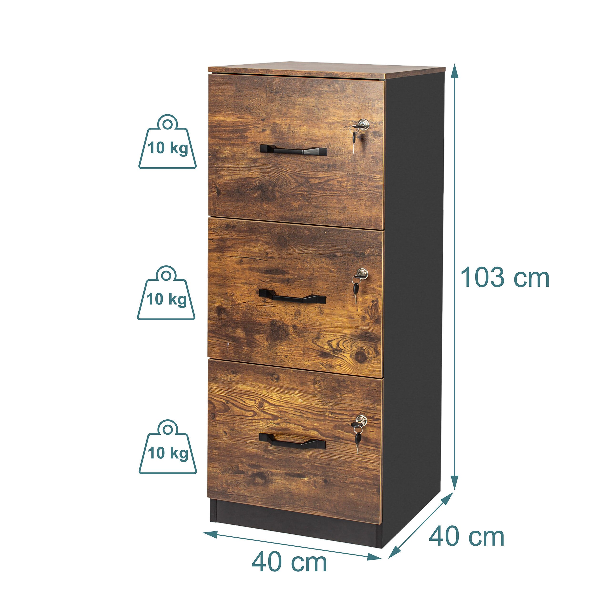 relaxdays Aktenschrank Hängeregister Industrial-Schwarz – Bild 4 von 5