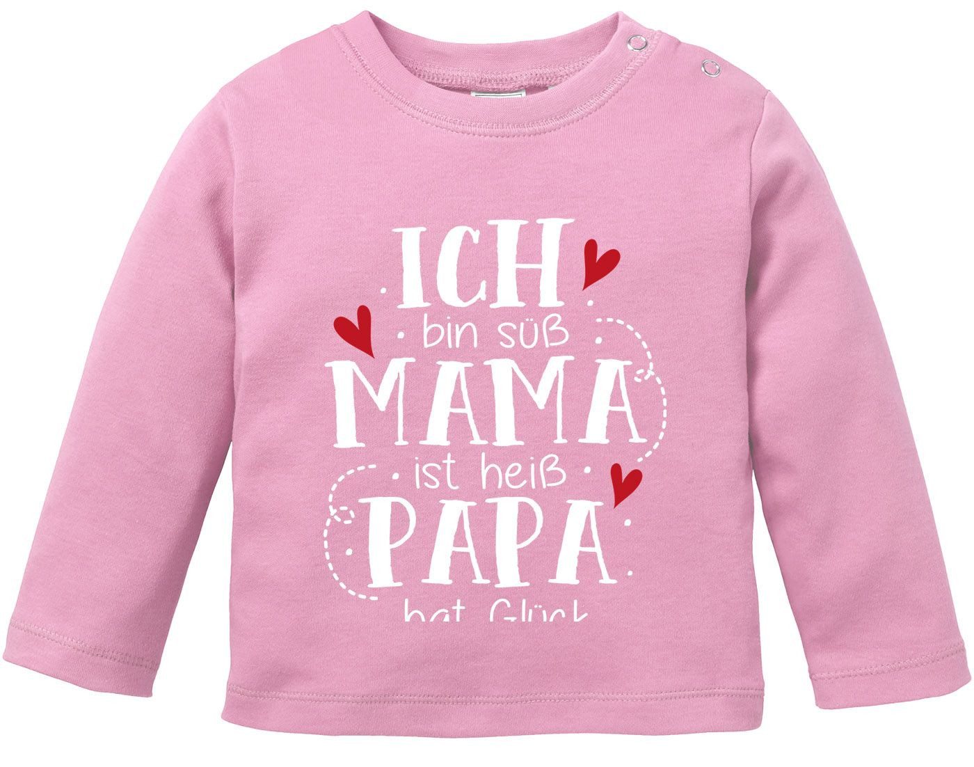Rundhalsshirt Baby Langarm -Shirt Ich bin süß Mama ist heiß Papa hat Glück